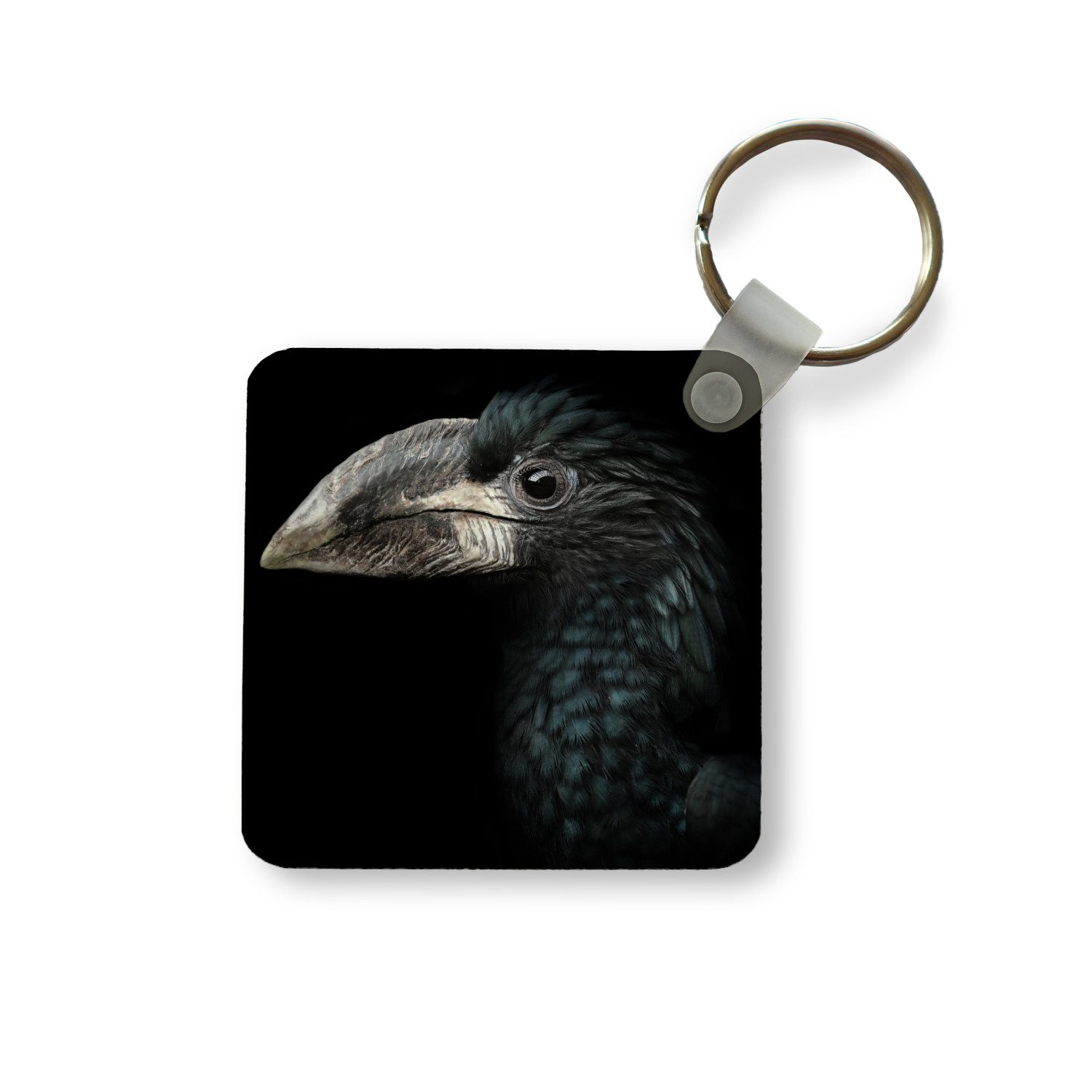 Schlüsselanhänger Vogel - Porträt - Hornvogel - Schwarz - Tiere