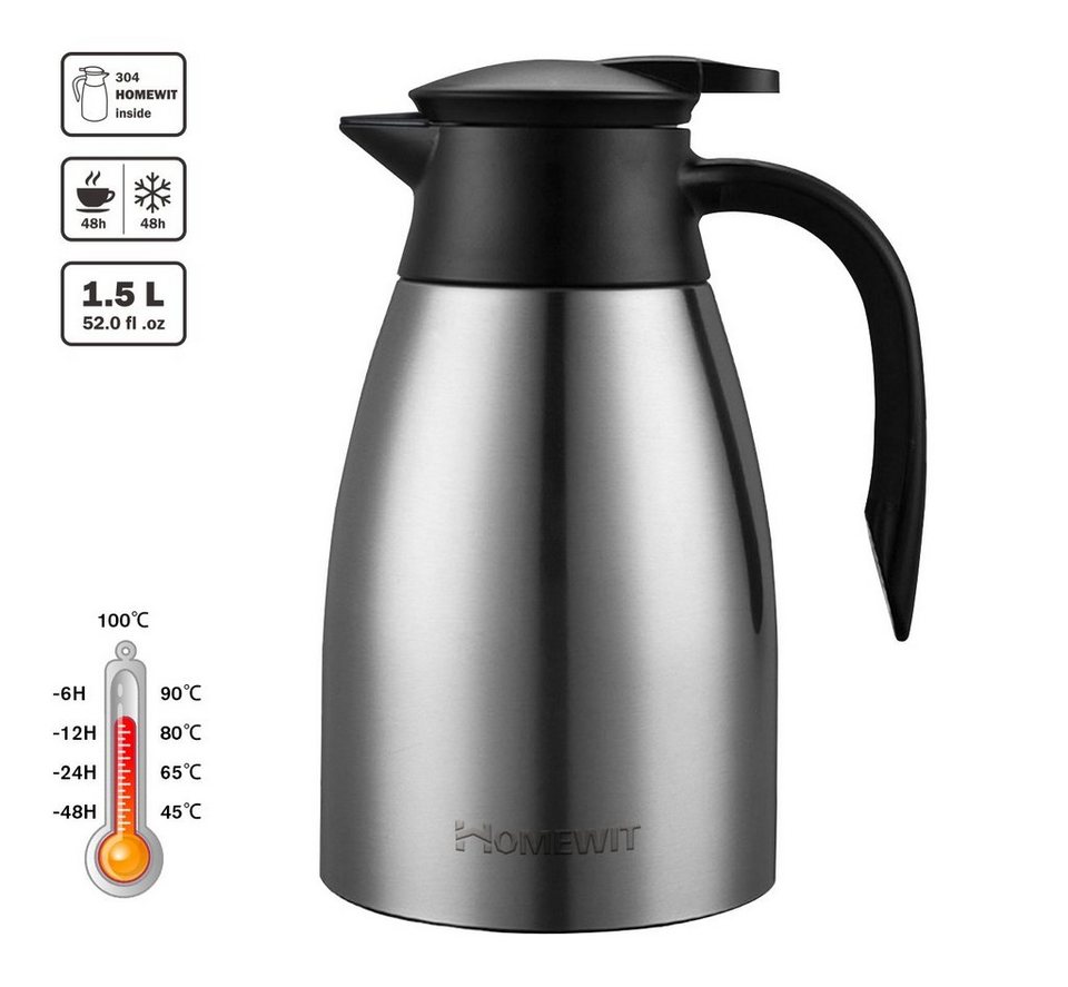 1.5 L Edelstahl doppelwandig Pumpkanne Thermoskanne Isolierkanne 1.5 L Edelstahl doppelwandig Pumpkanne Thermoskanne Isolierkanne