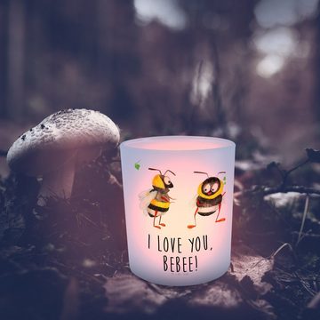 Mr. & Mrs. Panda Windlicht Bienen Paar - Transparent - Geschenk, Teelichtglas, Liebesgeschenk, E (1 St), Hochwertiges Material