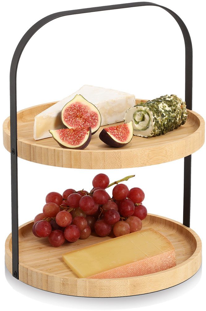 Zeller Present Etagere 2-stufig, Bambus, Metall, Hochwertiges Material