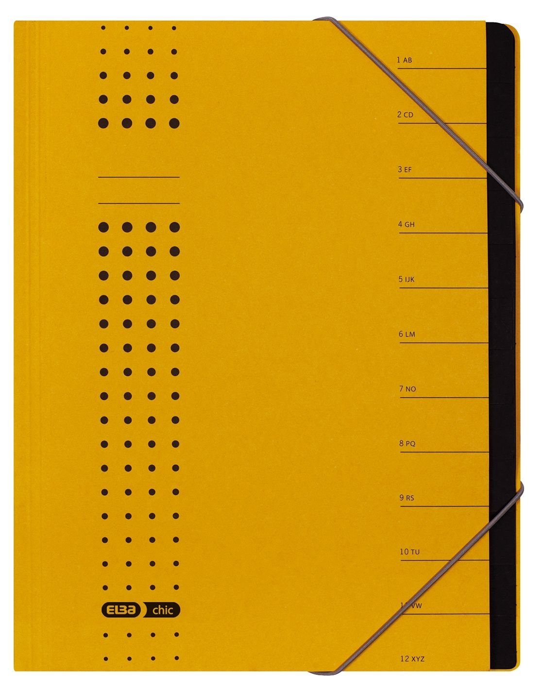 ELBA Schreibmappe ELBA chic-Ordnungsmappe, A4 gelb, Fächer 1-12, Karton