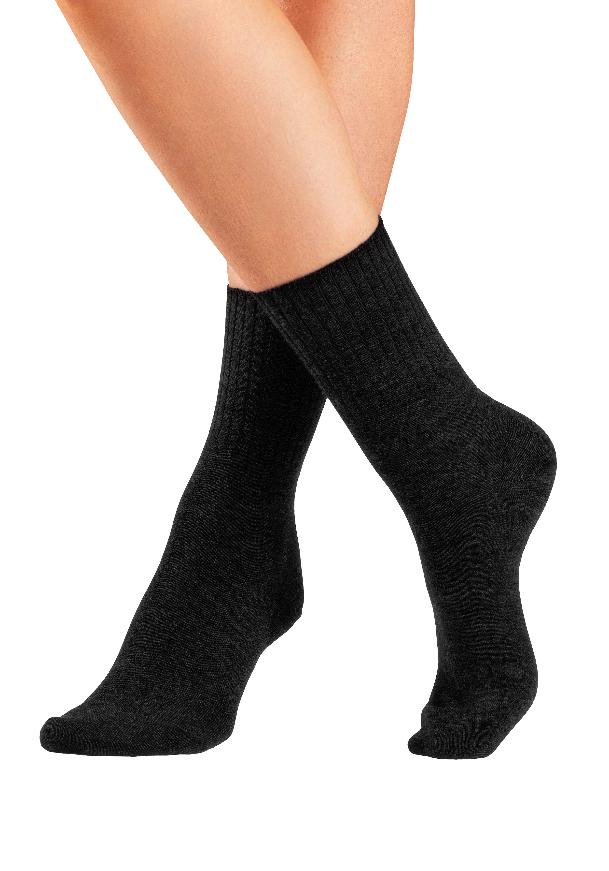 Lavana Umschlagsocken Wollsocken, Basic Damen (Packung, 3-Paar) fein gestrickt mit 53% Wolle – Bild 3 von 5