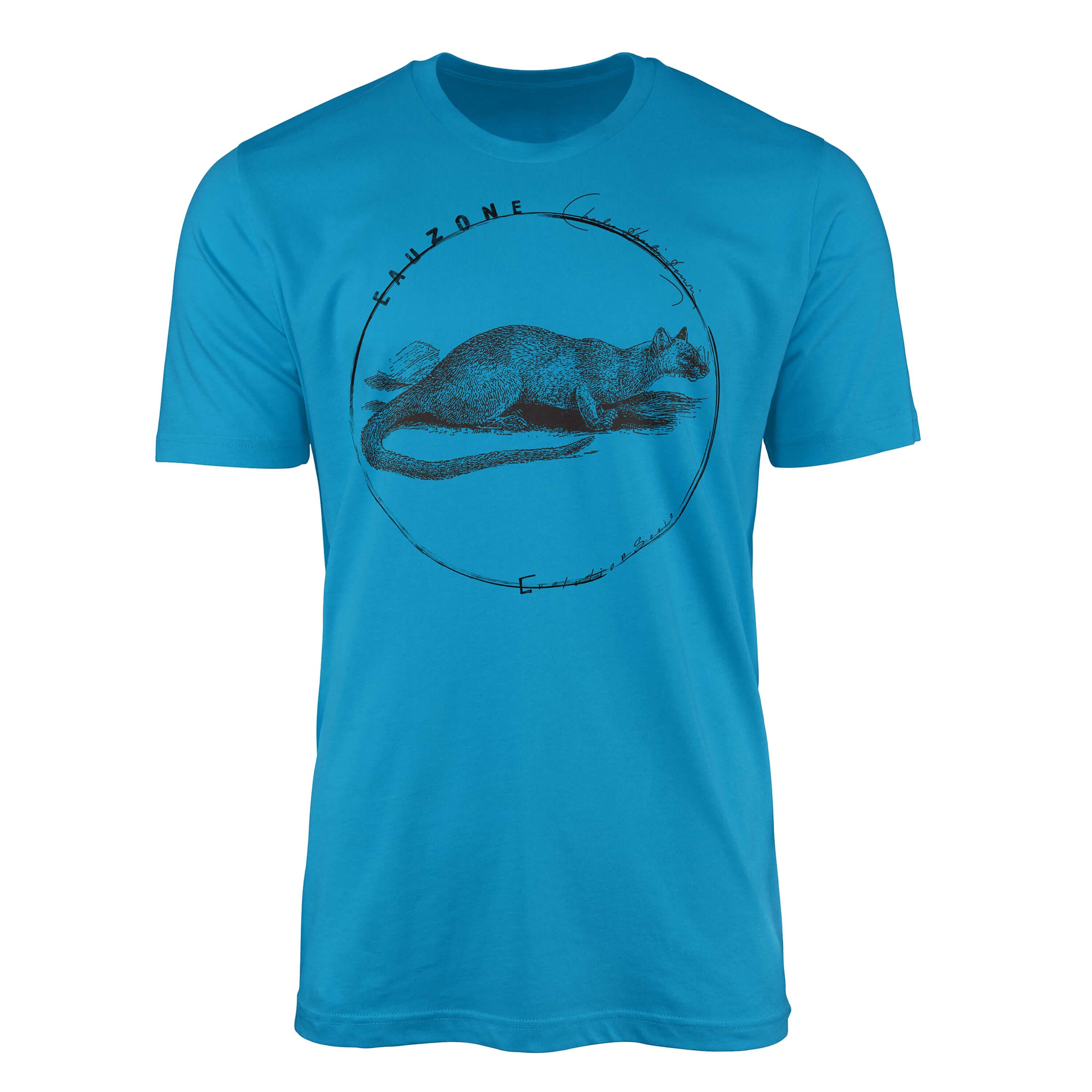 Herren T-Shirt Evolution Art T-Shirt Frettkatze Sinus Atoll