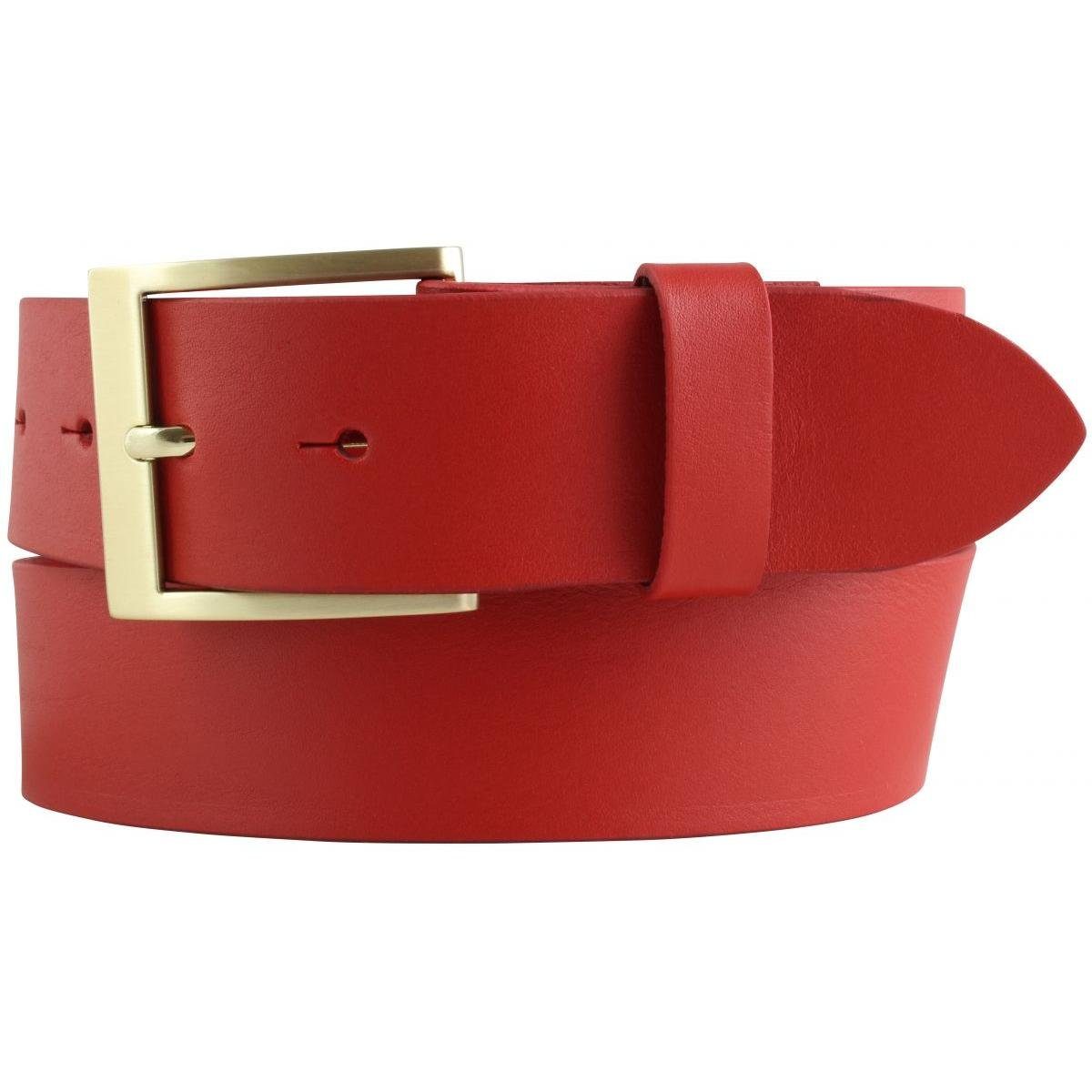 BELTINGER Ledergürtel Gürtel mit goldener Gürtelschnalle aus Vollrindleder - Hochwertiger Je Rot, Gold