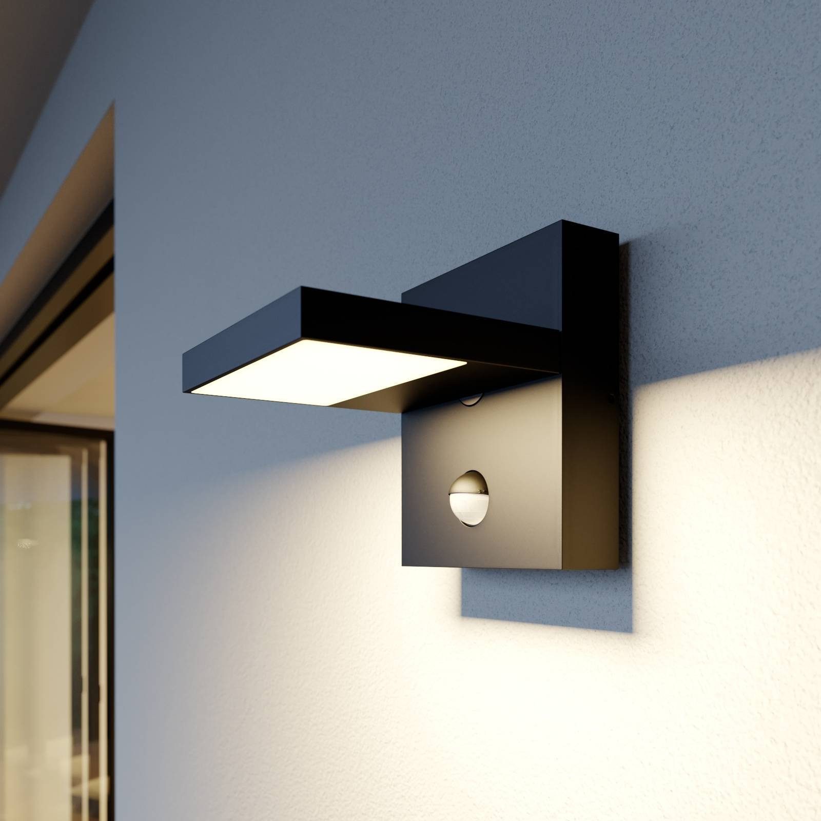 Lucande LED-Außenwandlampe Silvan, anthrazit, Sensor, IP54 günstig online kaufen