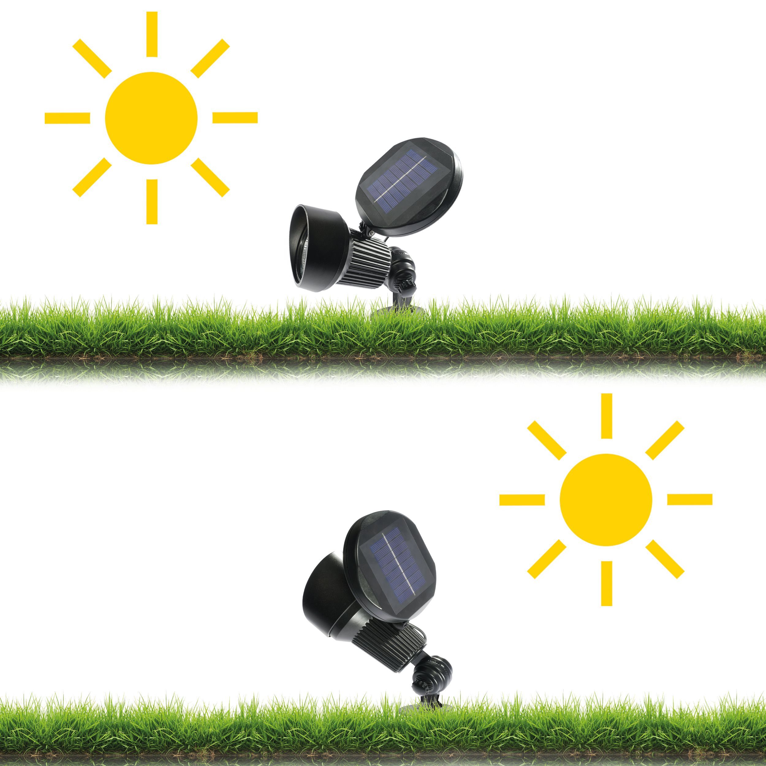 esotec LED Gartenstrahler ALU Solarstrahler Spotlight Wand/Boden 2 Farben warmweiß 102136