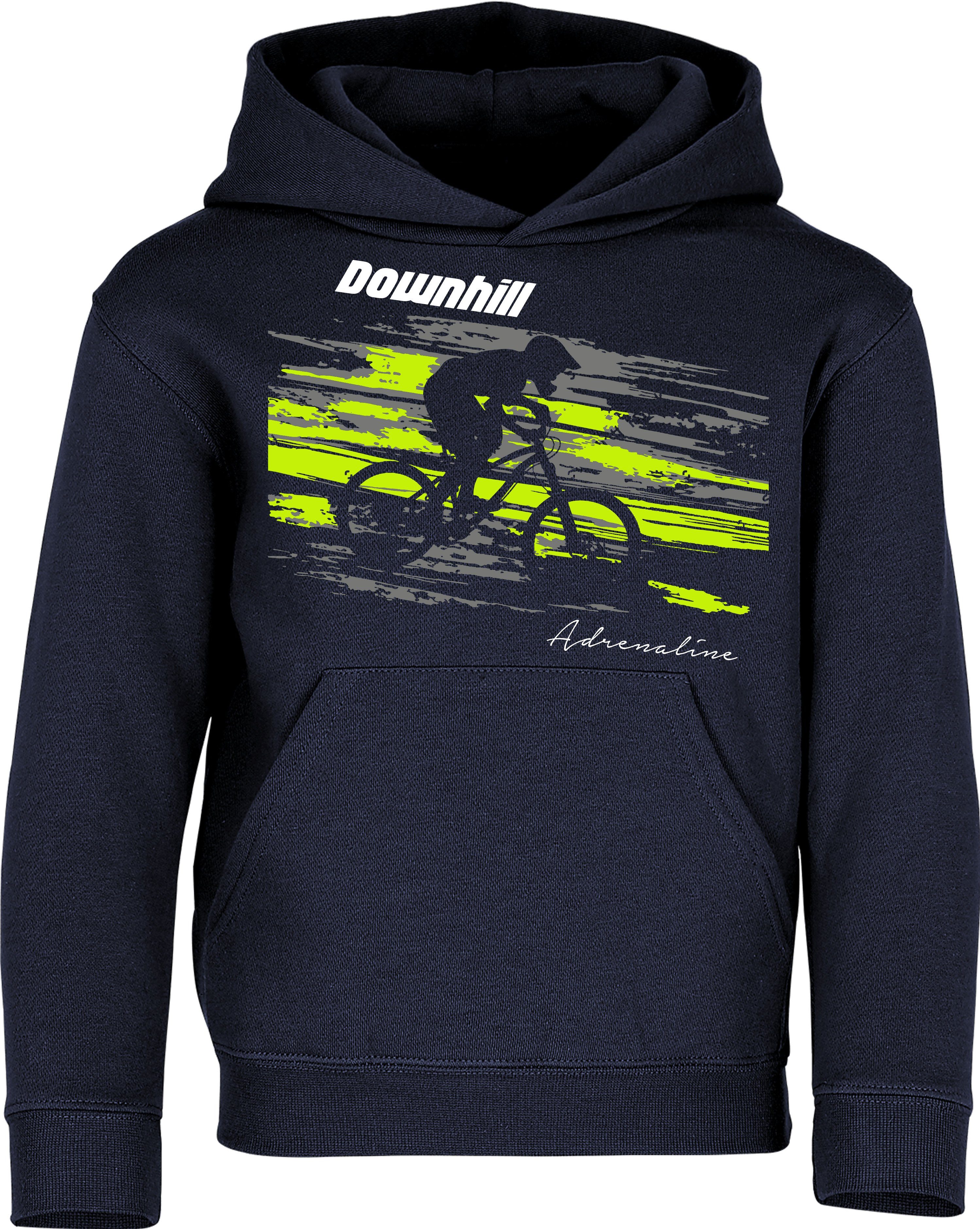 Baddery Kapuzenpullover Kinder Hoodie: "Downhill Adrenaline" - Fahrrad, hochwertiger Siebdruck