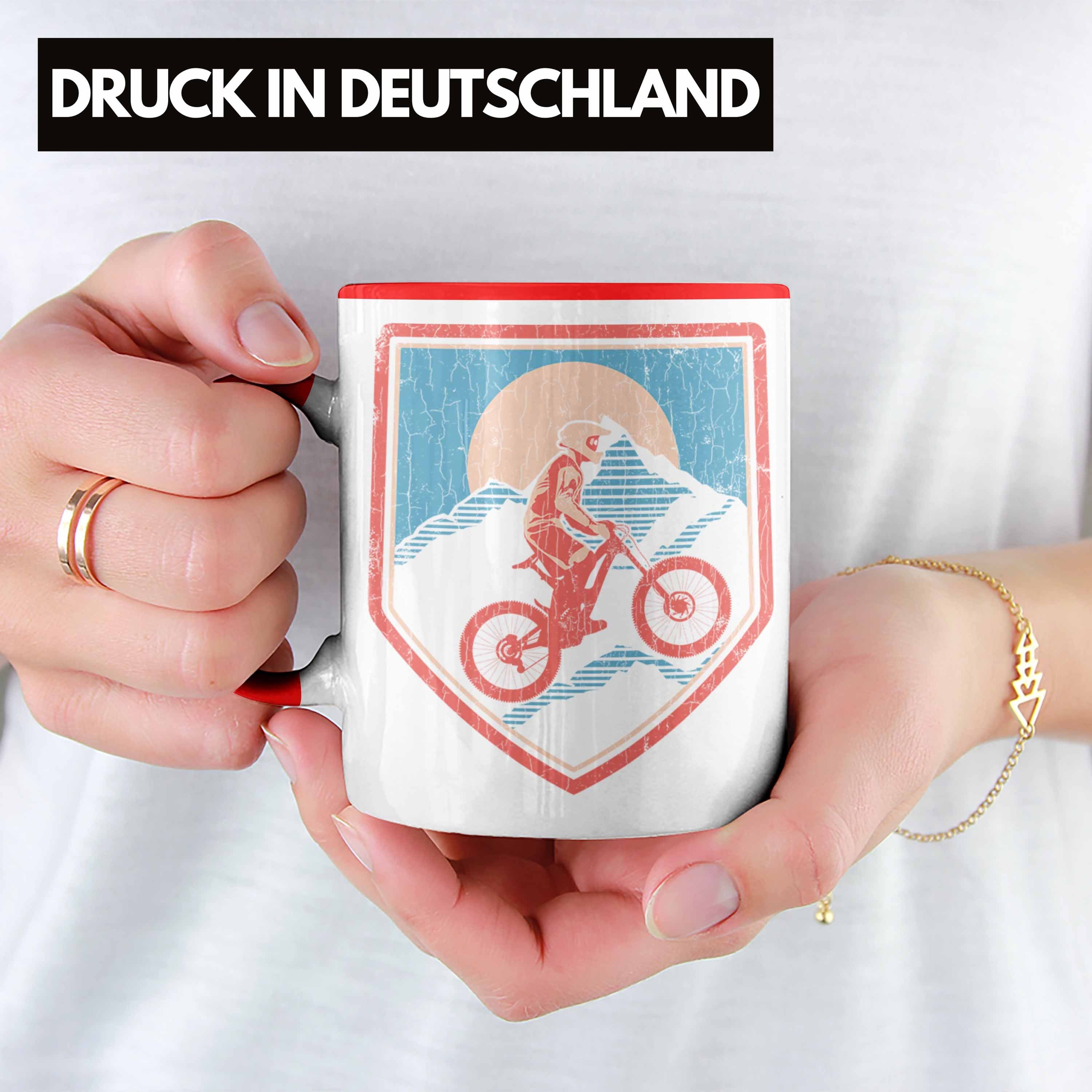 Kinder Moutainbike Mountainbiker Kaffeetasse Trendation Accessories Tasse Grafik - Tasse Trendation Geschenkidee Grafiken MTB Männer Geschenk Rot