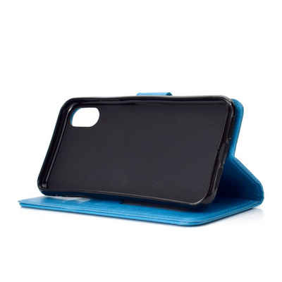 CoverKingz Handyhülle Xiaomi Redmi 9A Handy Hülle Flip Case Cover Handytasche Mandala Blau 16,5 cm (6,5 Zoll), Klapphülle Schutzhülle mit Kartenfach Schutztasche Motiv Mandala