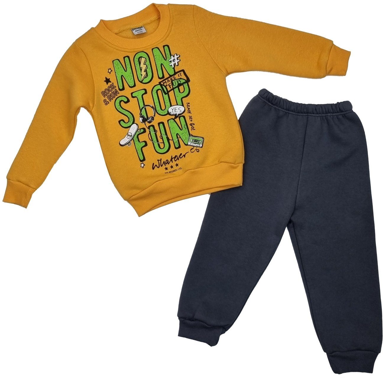 Fashion Boy Sweatanzug Sweatanzug Freizeitanzug Jogginganzug Jungen/Mädchen KS5043 Gelb