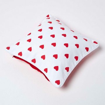 Kissenbezüge Baumwoll-Kissenbezug mit roten Herzen, 30 x 30 cm, Homescapes