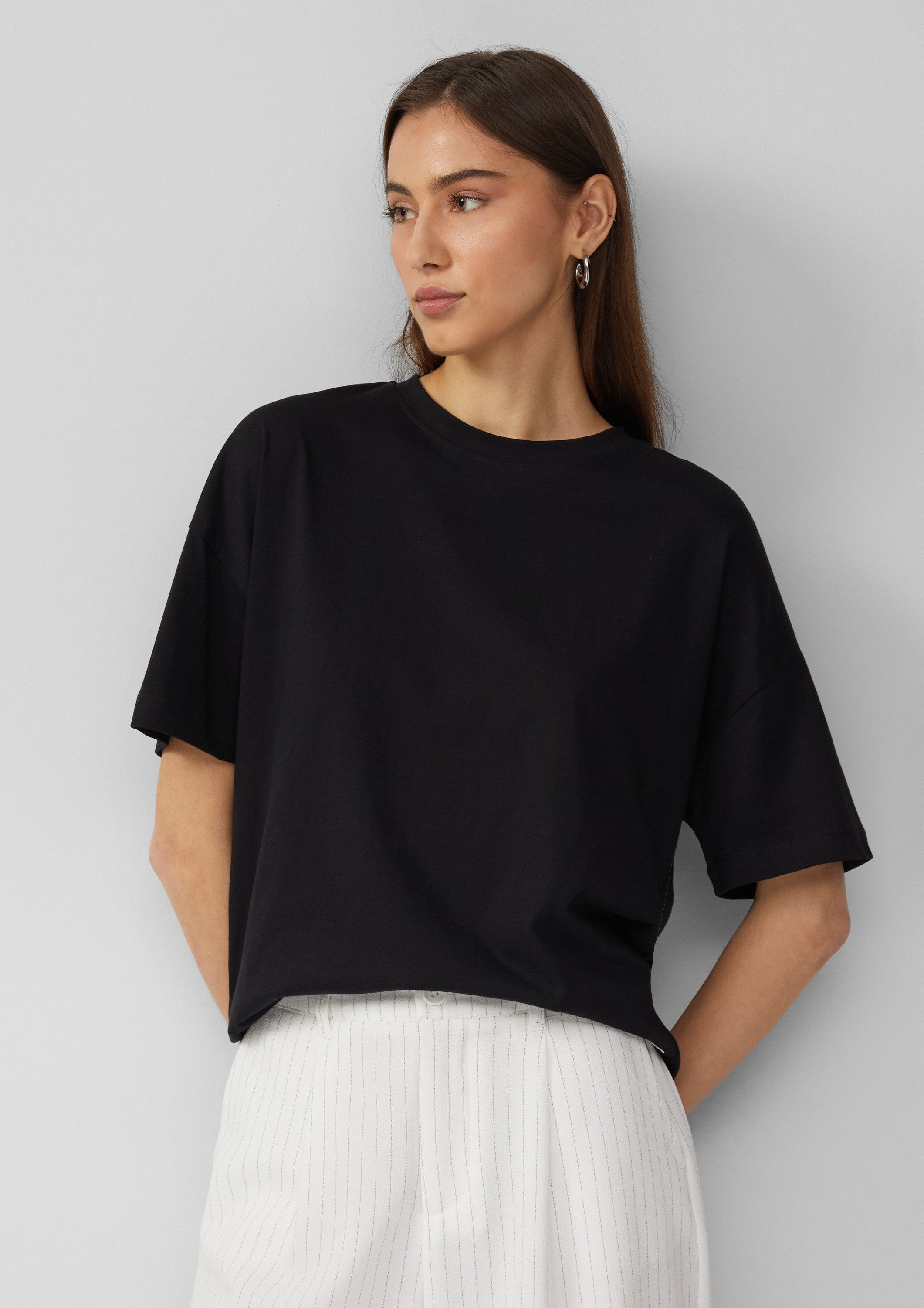 QS Kurzarmshirt T-Shirt Uni-Shirt im Loose günstig online kaufen