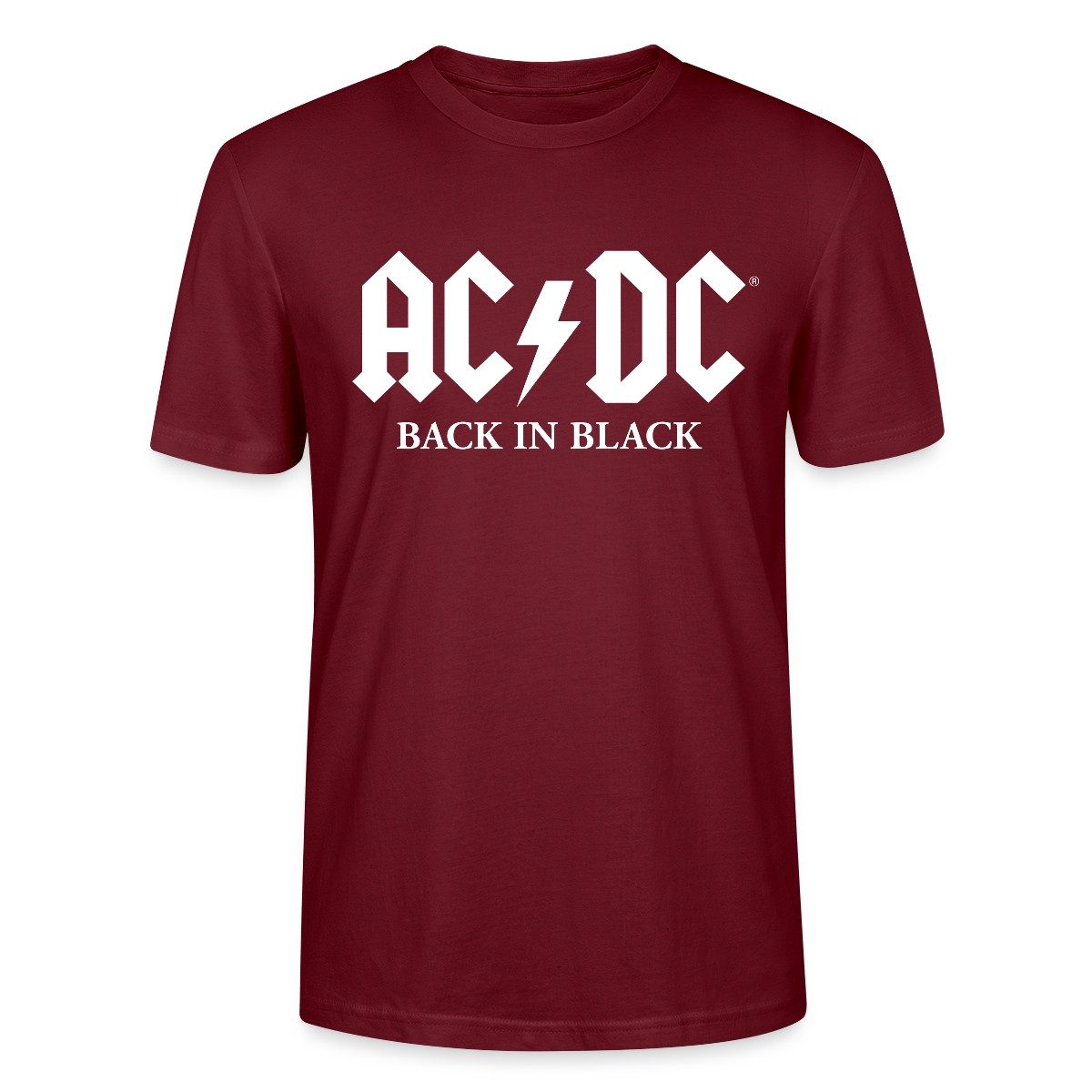 T-Shirt AC/DC Back In Black Logo Mit Blitz Unisex Bio T-Shirt