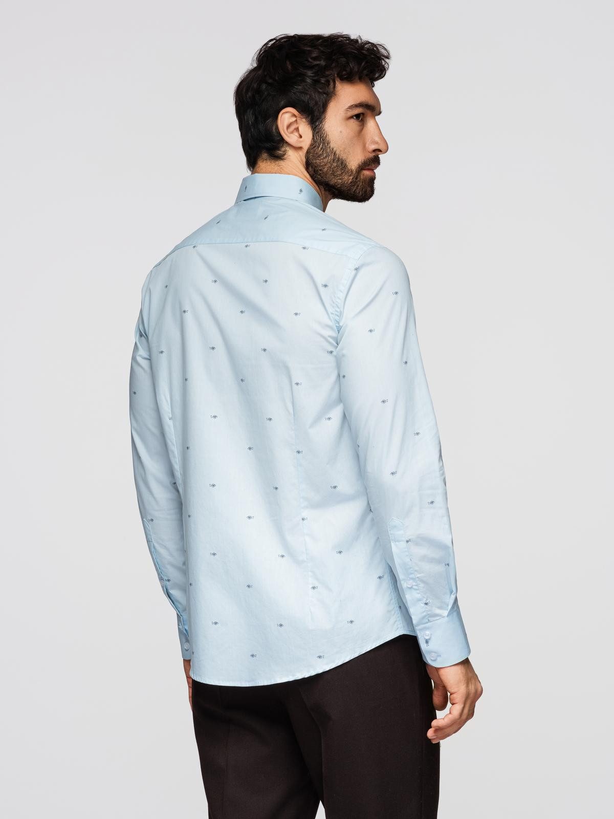 OMBRE Langarmhemd Herrenhemd Slim Fit aus Baumwolle mit Allover-Print