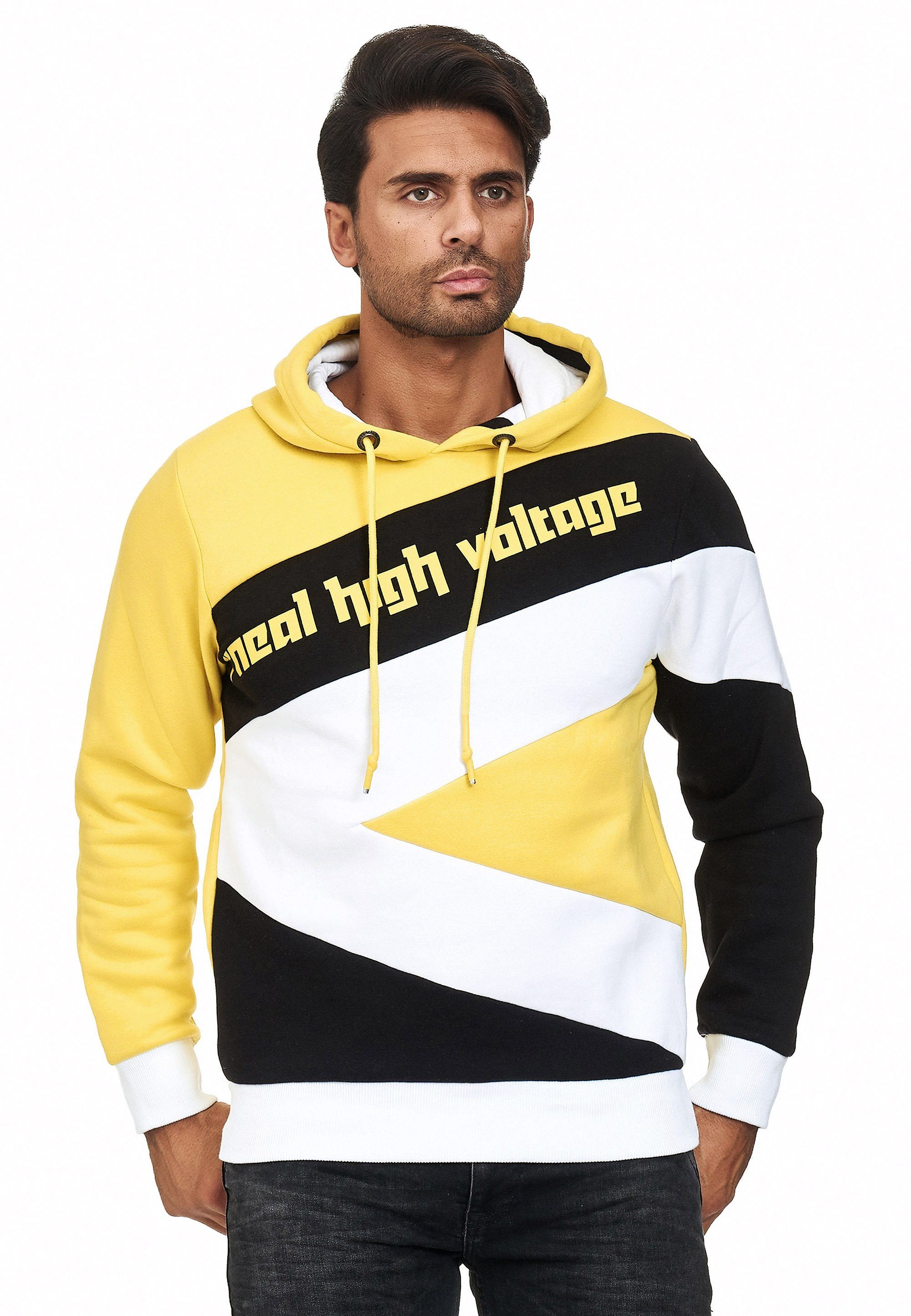 Rusty Neal Kapuzensweatshirt in sportlichem Design gelb-schwarz | 