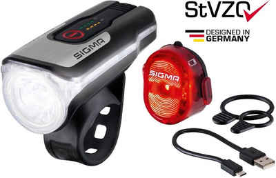 SIGMA SPORT Fahrradbeleuchtung AURA 80 USB / NUGGET II K-Set