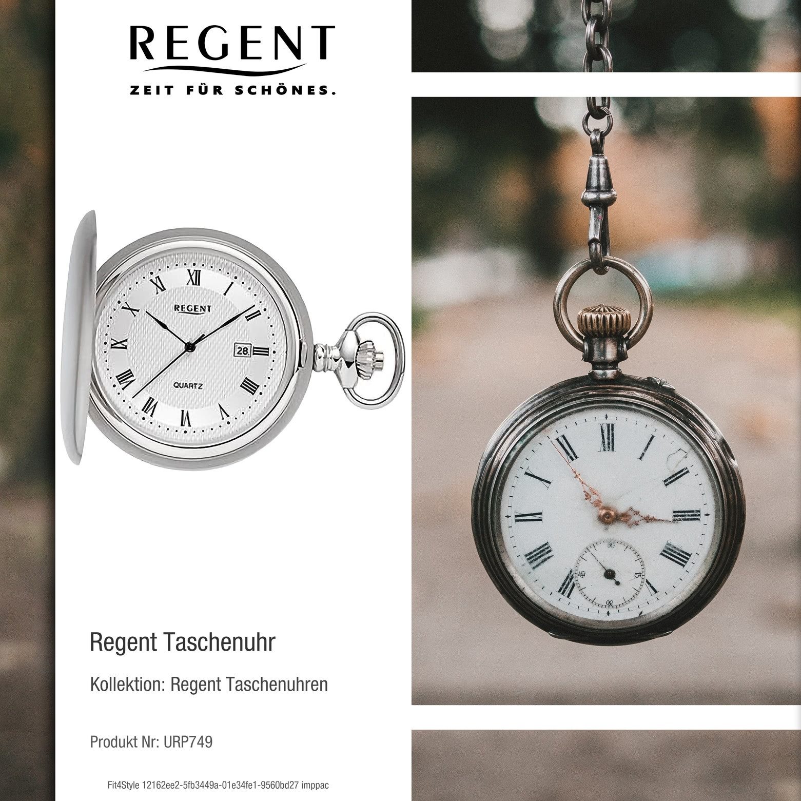 Regent Taschenuhr Regent Herren Taschenuhr Analog Gehäuse, (Analoguhr), Herren Taschenuhr rund, extra groß (ca. 48mm), Stahl, Elegant
