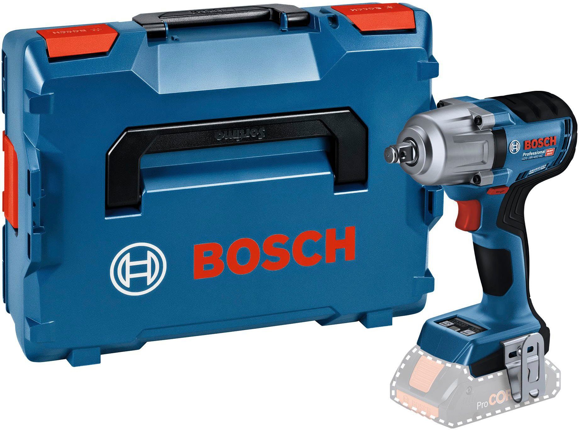 Bosch Professional Akku-Drehschlagschrauber GDS 18V-450 HC (so, 450 Nm,  (Set), ohne Akku, ohne Ladegerät, Kraftvolles Anziehmoment von 450 Nm und  Losbrechmoment von 800 Nm