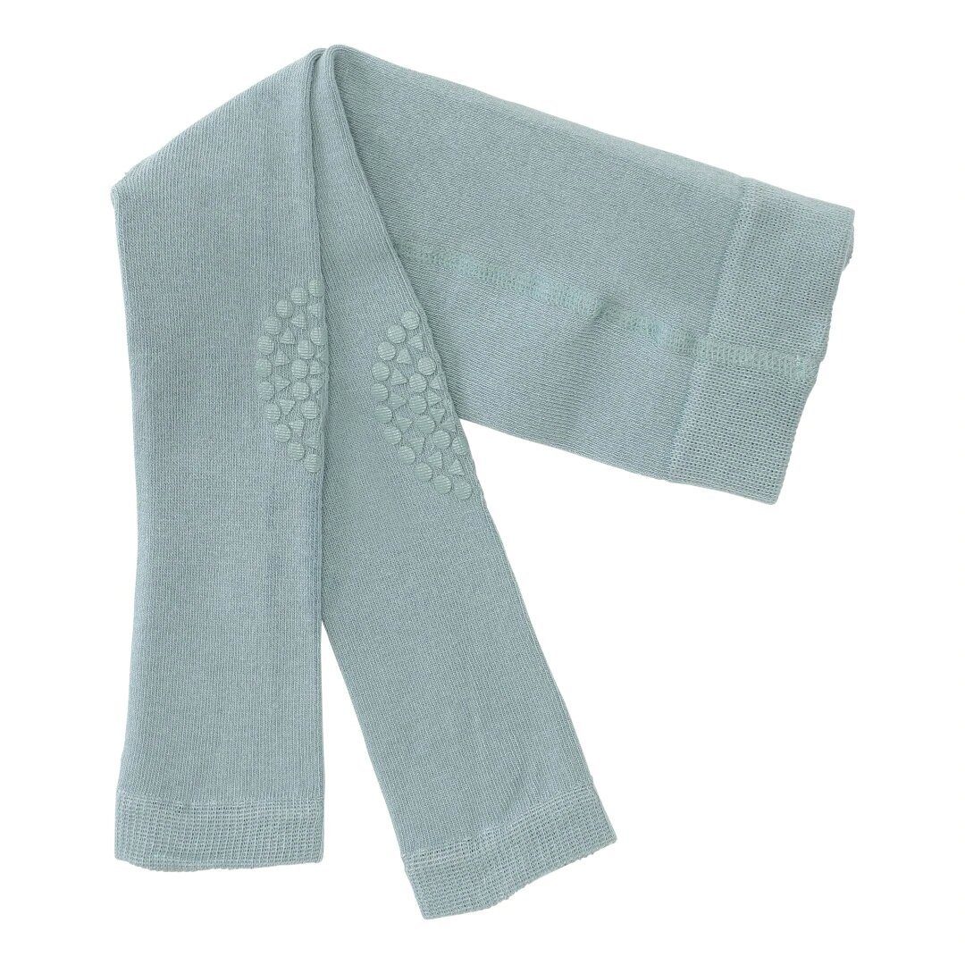 GoBabyGo Leggings Krabbel Leggings mit Knieschutz mit ABS Noppen an den Knien - Leggins für Babys und Kleinkinder, Mädchen und Jungs in blau (Dusty Blue)