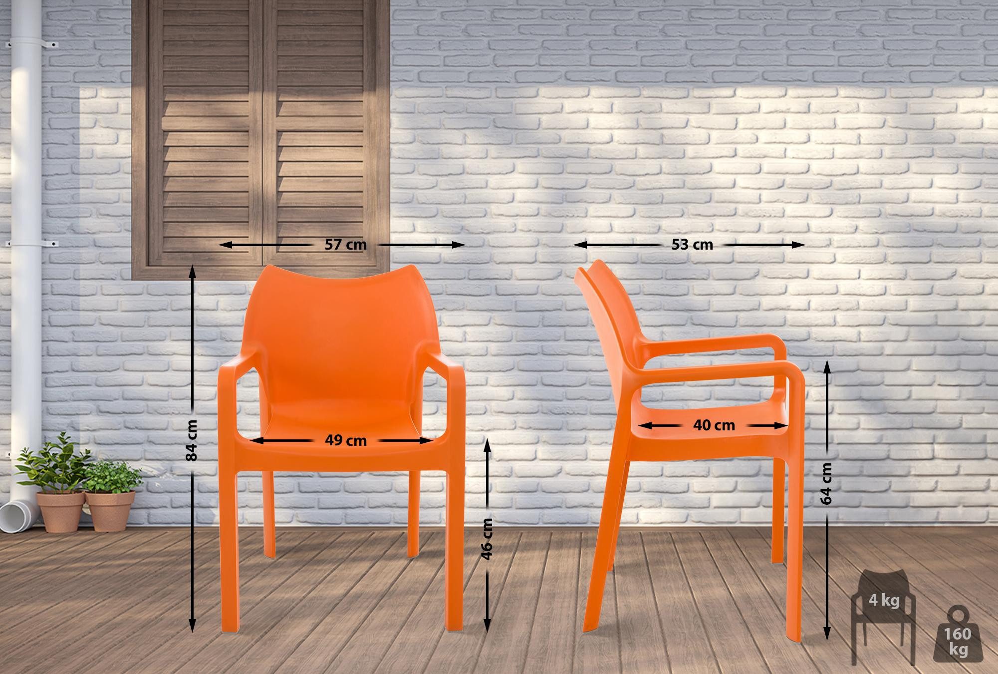 CLP Gartenstuhl Diva (2er Set, 2 St), Outdoor, mit Armlehnen, stapelbar