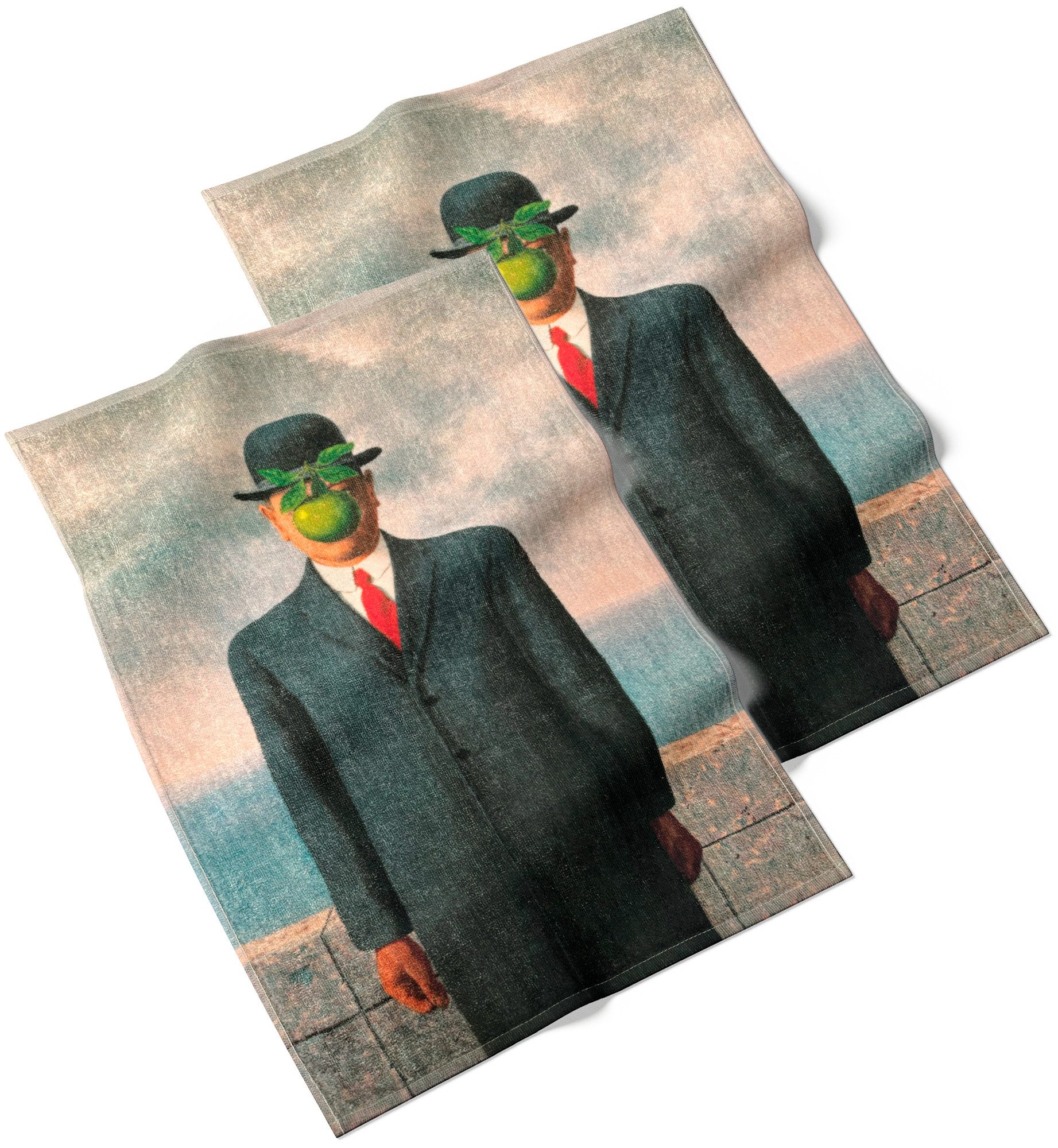 MuseARTa Полотенца для гостей René Magritte - Der Sohn des Mannes, Baumwolle (2-St), Полотенца для гостей Kunstwerke ca.60x40cm Küchentücher Baumwolle Frottee