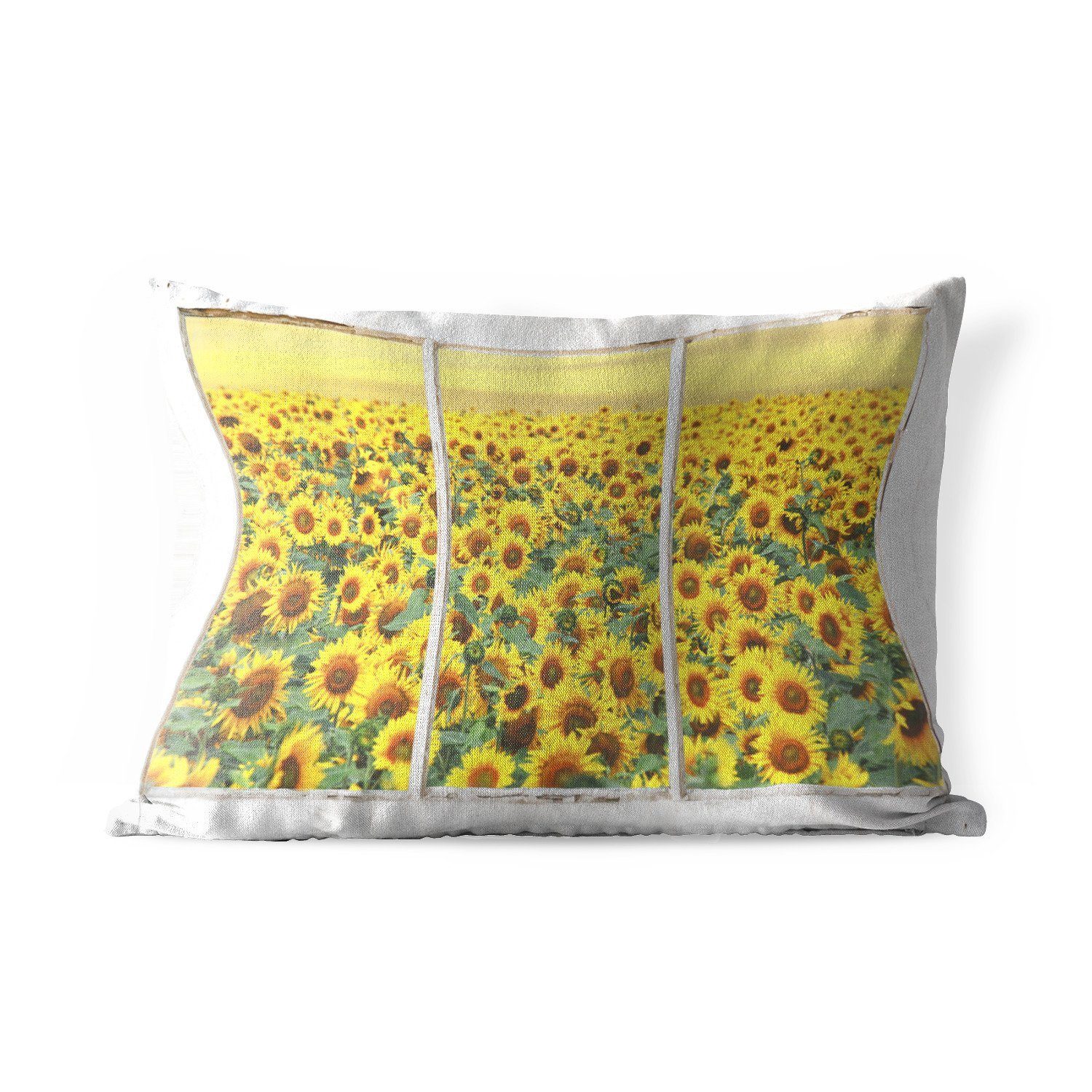 MuchoWow Dekokissen Transparent - Sonnenblume - Gelb, Outdoor-Dekorationskissen, Polyester, Dekokissenbezug, Kissenhülle