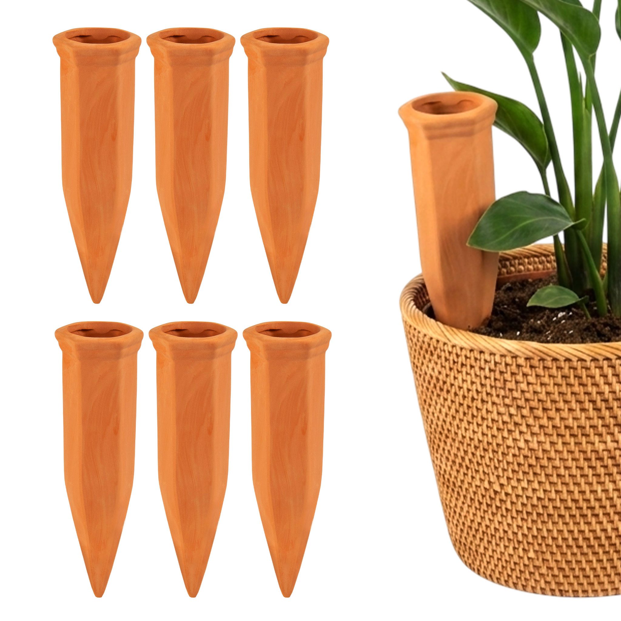 Spetebo Bewässerungssystem Tonkegel Wasserspender Aufsatz für PET Flasche, (Set, 6-tlg.,1 Stück), Gießkegel für Topfpflanzen und Balkonkasten
