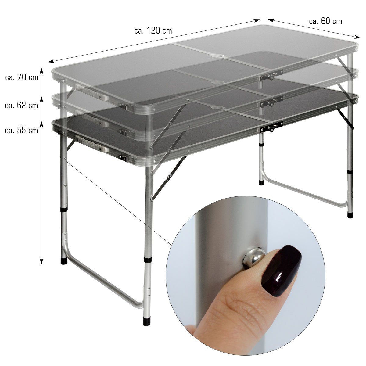 AMANKA Campingtisch Klappbar 120 x 60 günstig online kaufen