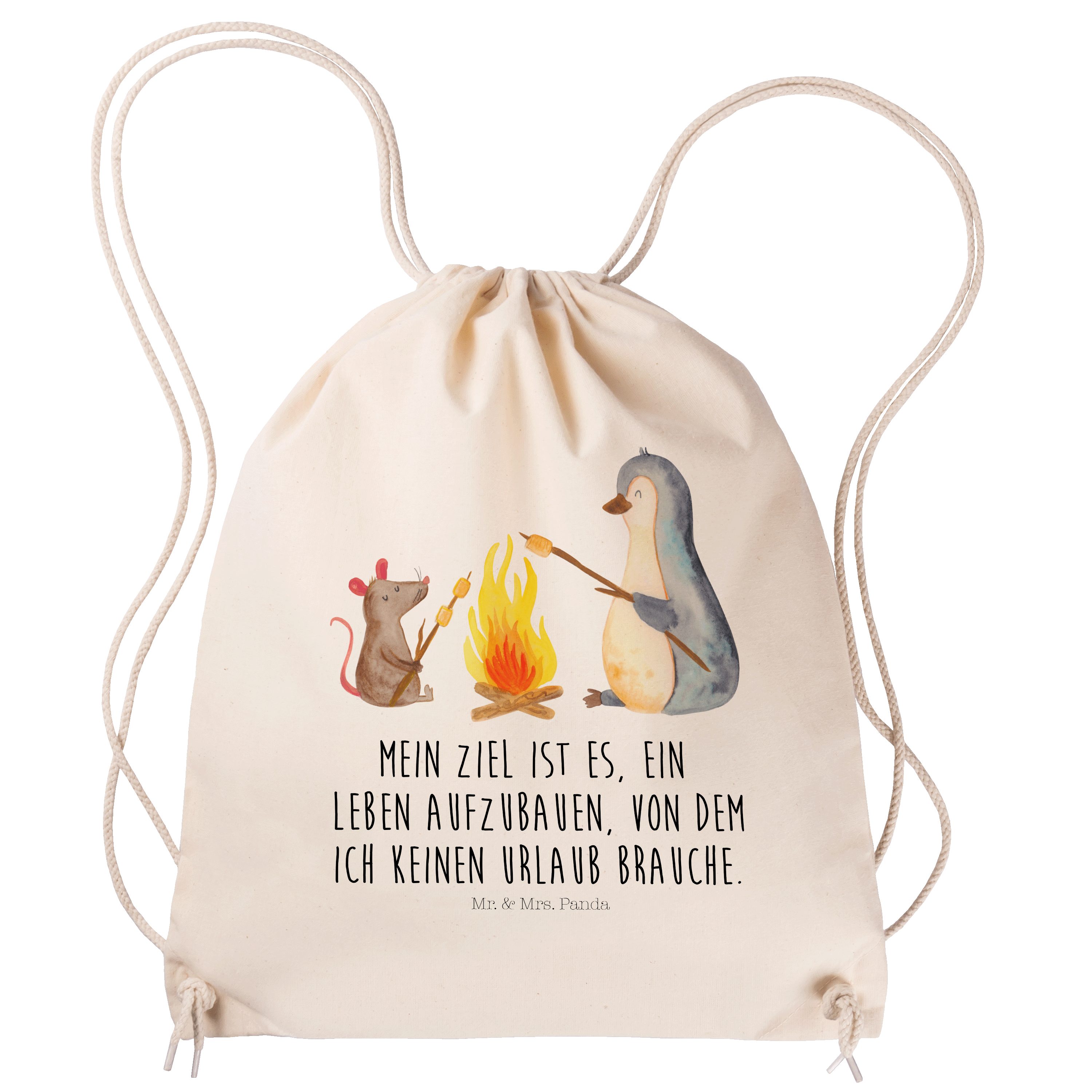 Sporttasche Pinguin Lagerfeuer, Jutebeutel, Transparent, Sportbeutel, Liebe, Beut