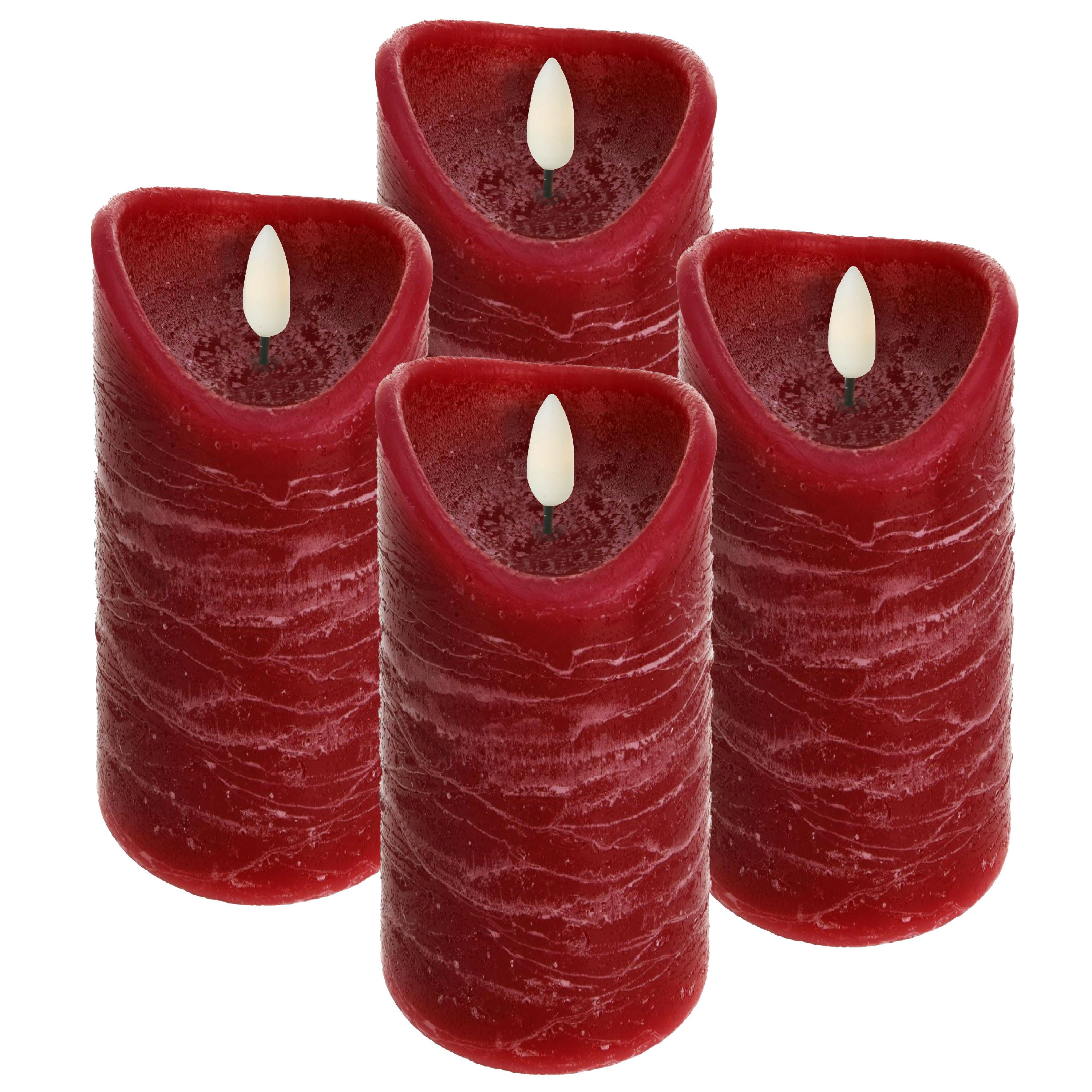 ToCi LED-Kerze LED Echtwachs Kerzen Set Timer schwarzer Docht, Rot, Ø7,5x15 günstig online kaufen