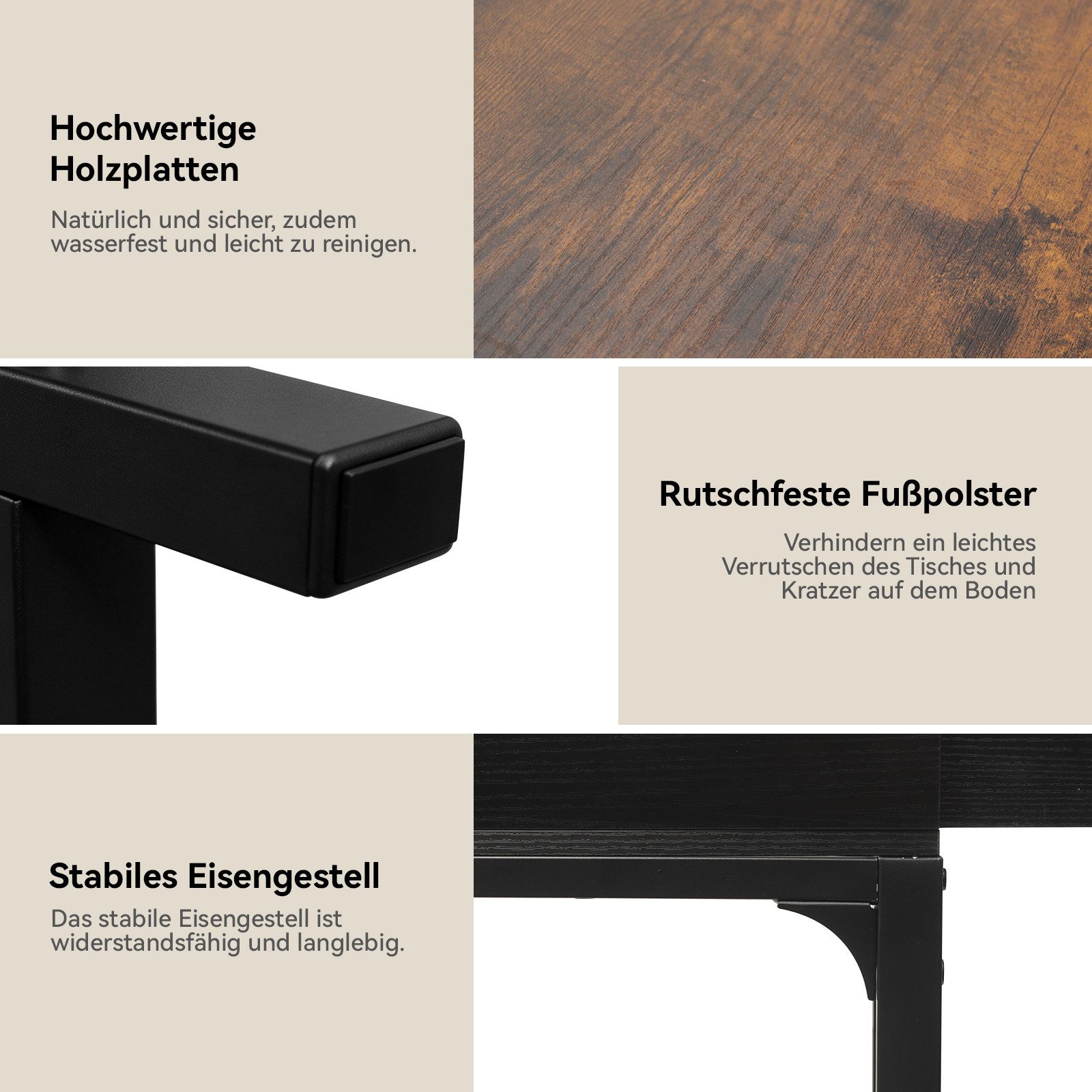 Puluomis Esstisch ausziehbar, Erweiterbarer Tisch 55x80-160cm, Klapptisch weiß natur – Bild 5 von 5