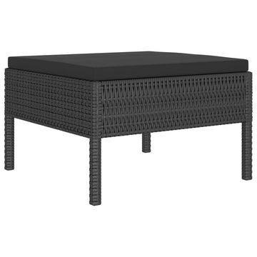 vidaXL Gartenlounge-Set 4-tlg. Garten-Lounge-Set mit Auflagen Poly Rattan Schwarz, (1-tlg)