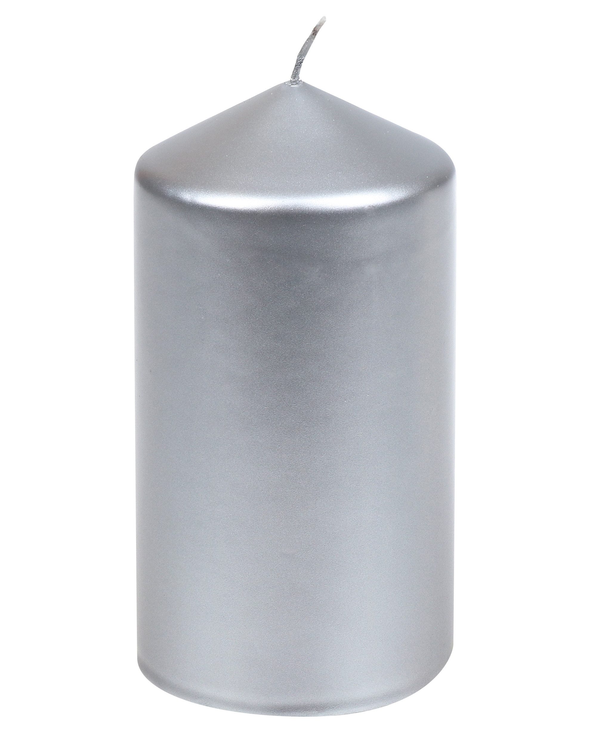 Steinhart Kerzen Stumpenkerze Stumpenkerzen "Edelglanz" Silber 150/77 mm, 4 günstig online kaufen
