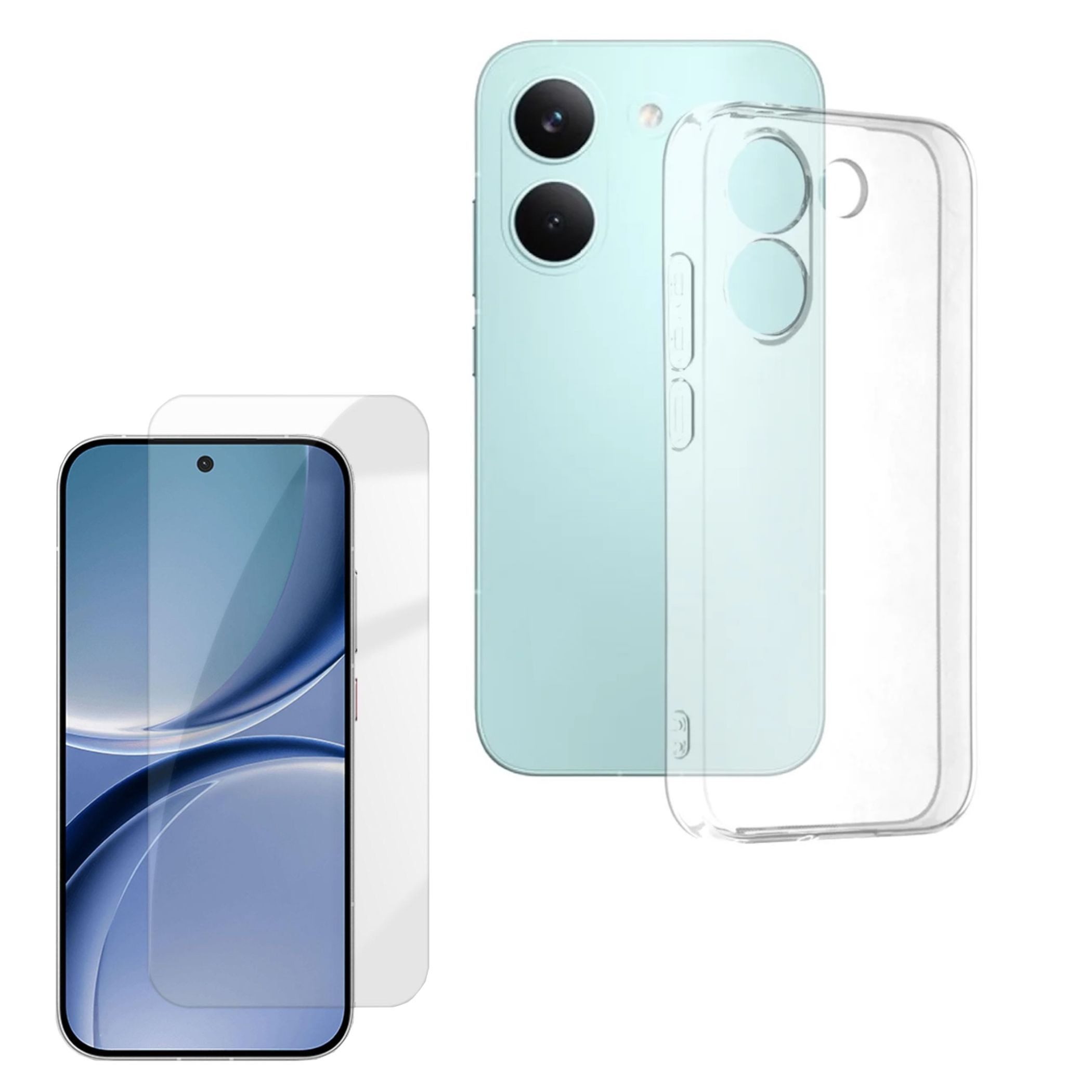 Wigento Handyhülle + Schutzglas für Xiaomi Poco X8 Pro 2 in 1 TPU Schutz + 9H Hartglas 6,79 Zoll, Produktset TPU Hülle mit Hartglas