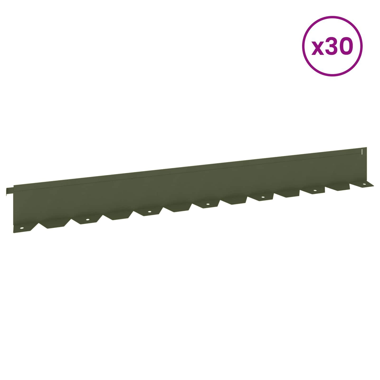 vidaXL Beetumrandung Raseneinfassung 30 Stk. 102 x 10 x 4 cm Stahl Olivgrün