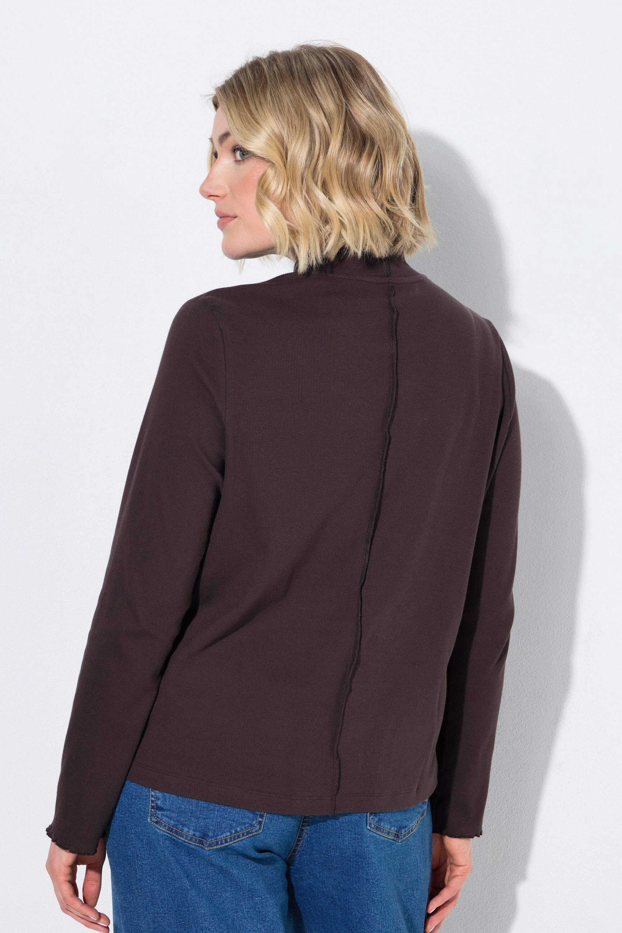Ulla Popken Longsleeve Shirt Rippjersey Stehkragen Langarm – Bild 3 von 4