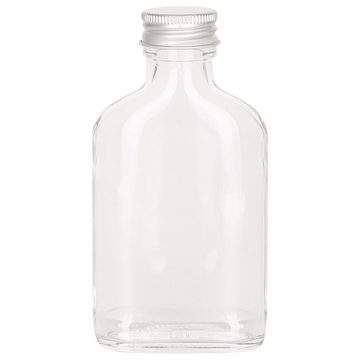 MamboCat Einmachglas 6er Set Taschenflasche 100 ml incl. Deckel PP 28 Silber Aluminium, Glas