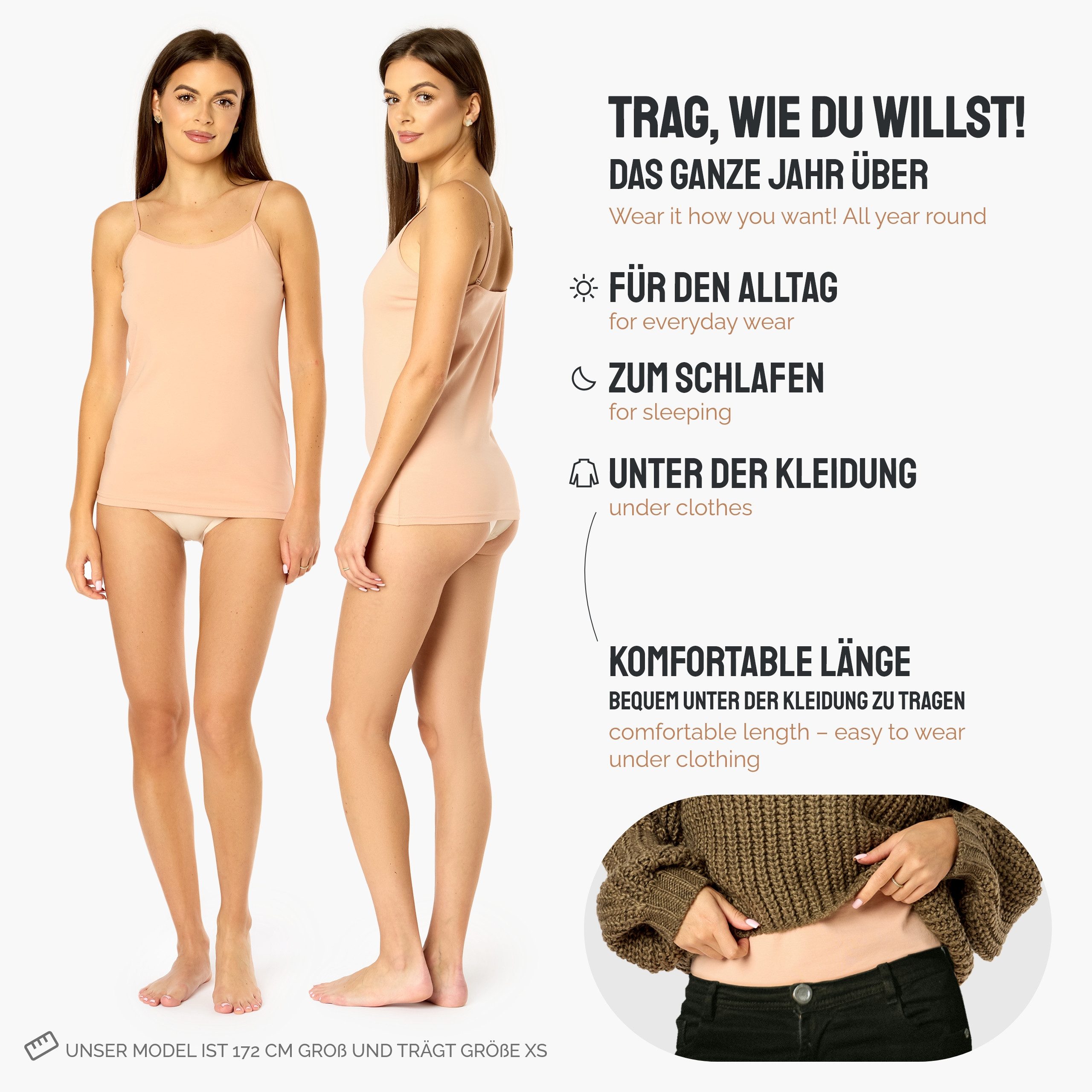 Ladeheid Unterhemd Trägertop Damen Spaghetti Top Set 3 Stück LA40-263 (Set, 3er-Pack) – Bild 3 von 5