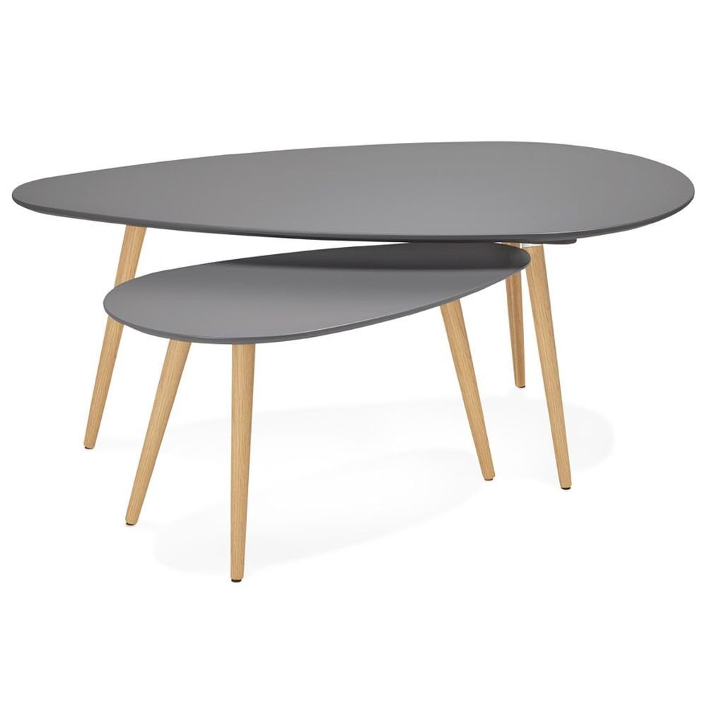 Dunkles grey) Grau Tischset DESIGN KADIMA MILLA Holz (dark Beistelltisch