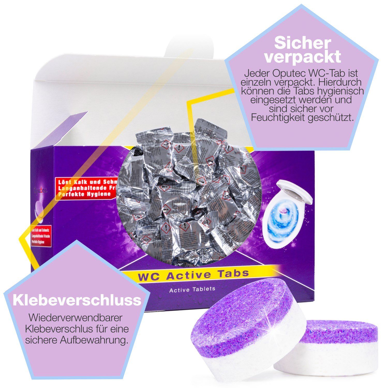 Oputec 30x WC-Reiniger Tabs: Extra starke Reinigung von WC, Toilette & Urinal WC-Reiniger