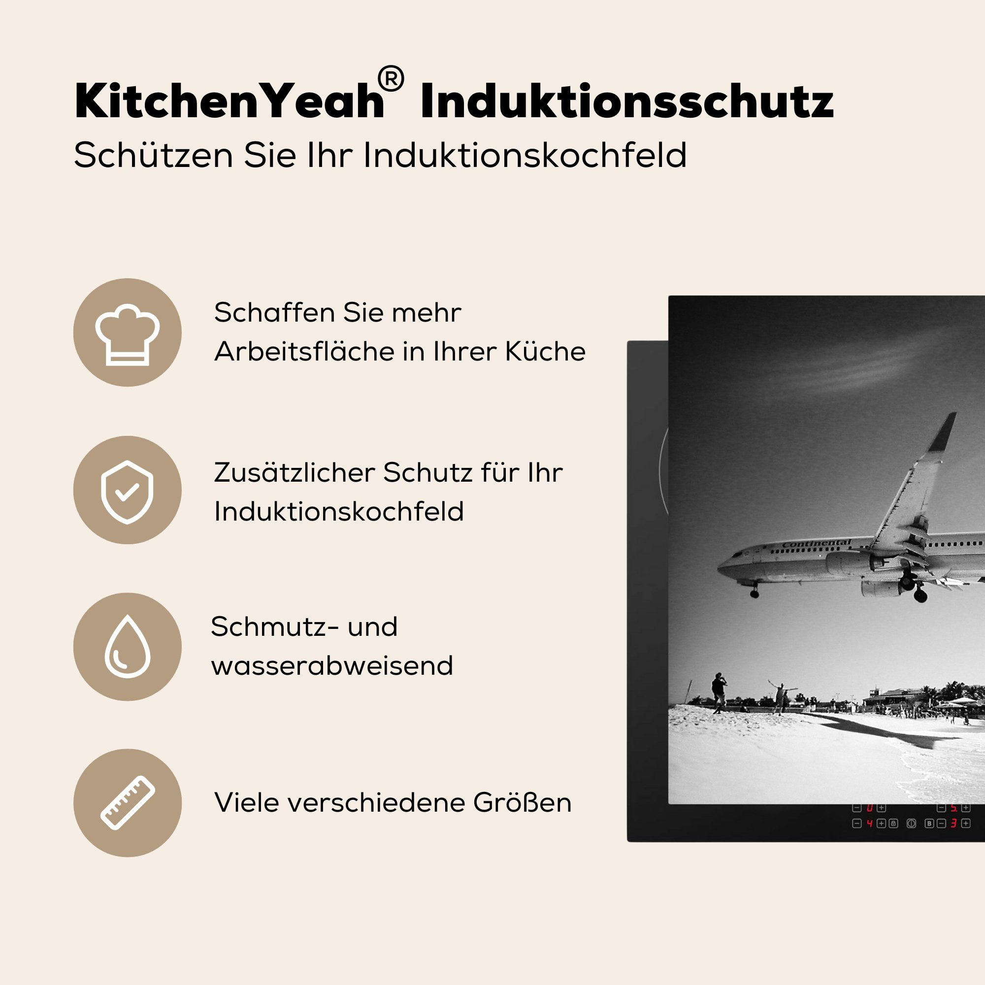 Arbeitsplatte Vinyl, Flugzeuge über cm, MuchoWow (1 78x78 Herdblende-/Abdeckplatte Sint-Maarten, küche tlg), für Ceranfeldabdeckung,
