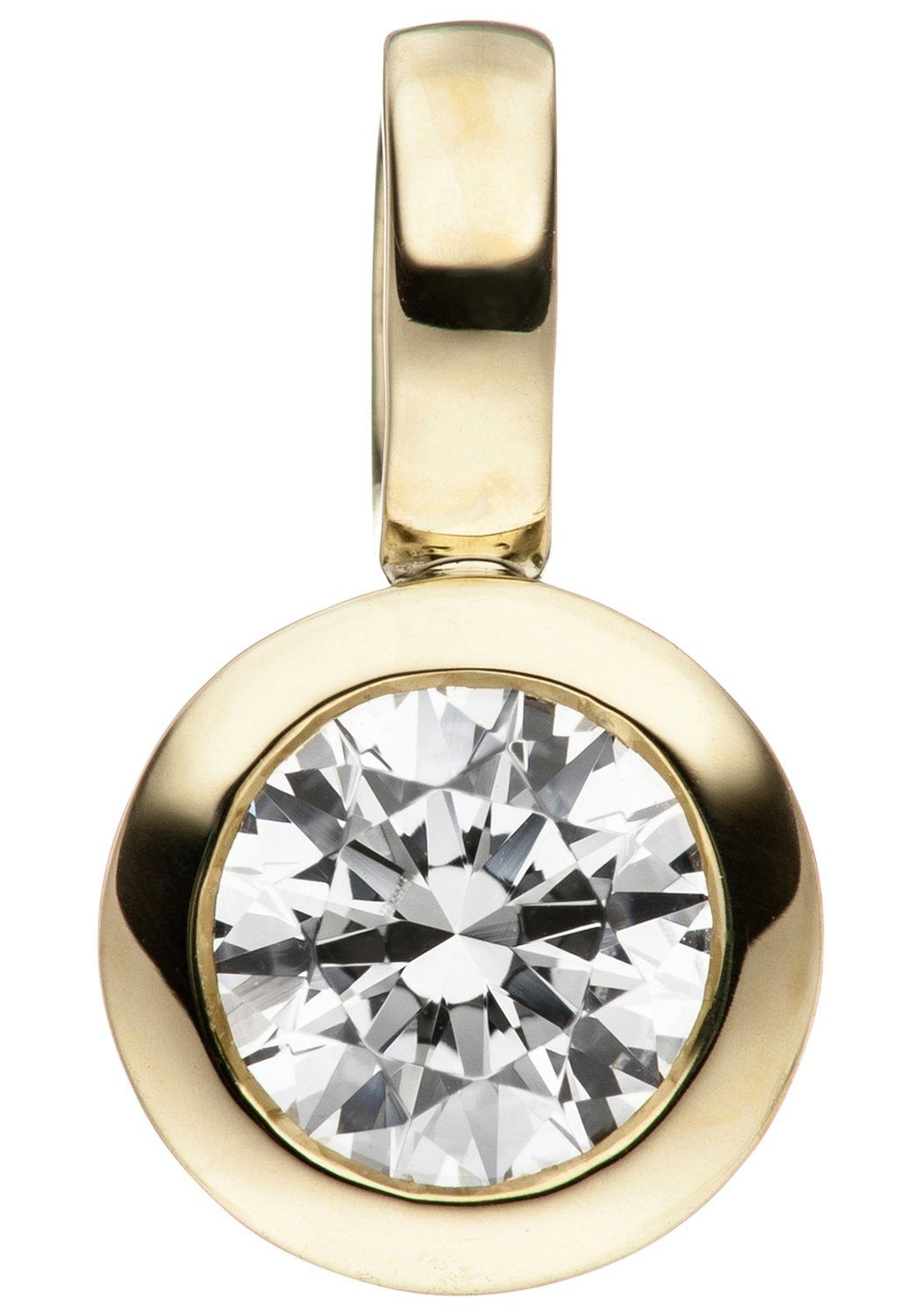JOBO Runder Anhänger, rund 333 Gold mit Zirkonia