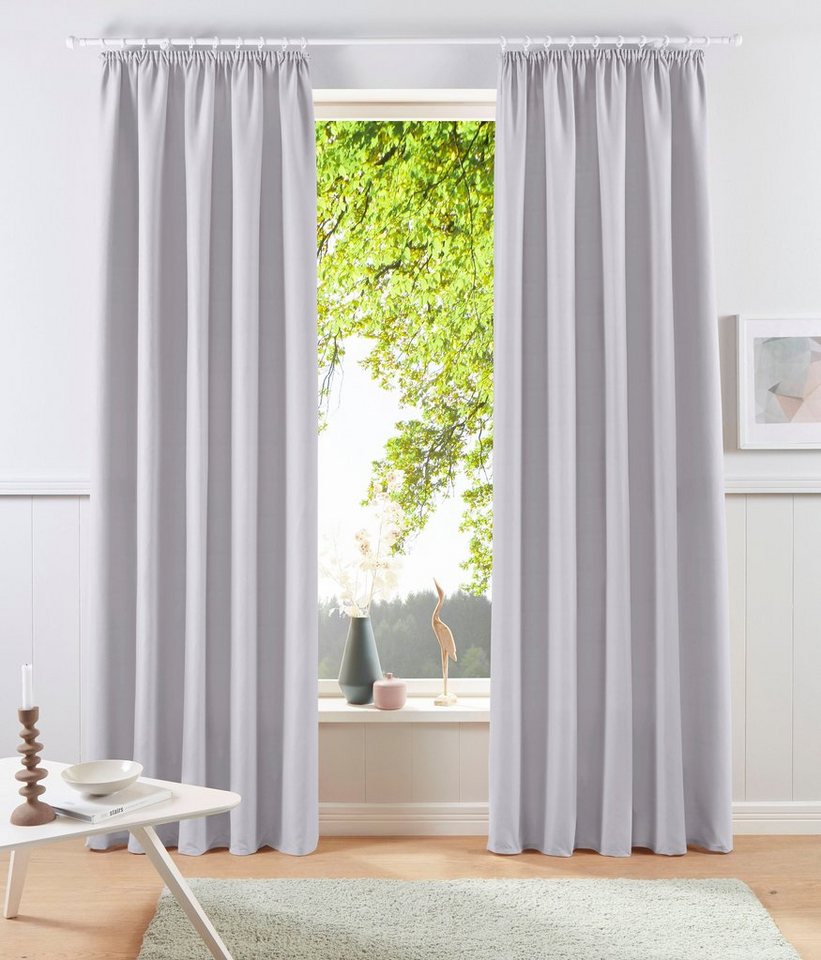 OTTO home Vorhang Raja, Gardinen mit Kräuselband, Vorhänge Wohnzimmer (2 St), Kräuselband, blickdicht, Polyester, 2er-Set, Bestseller, einfarbig, modern, pflegeleicht, Mikrofaser
