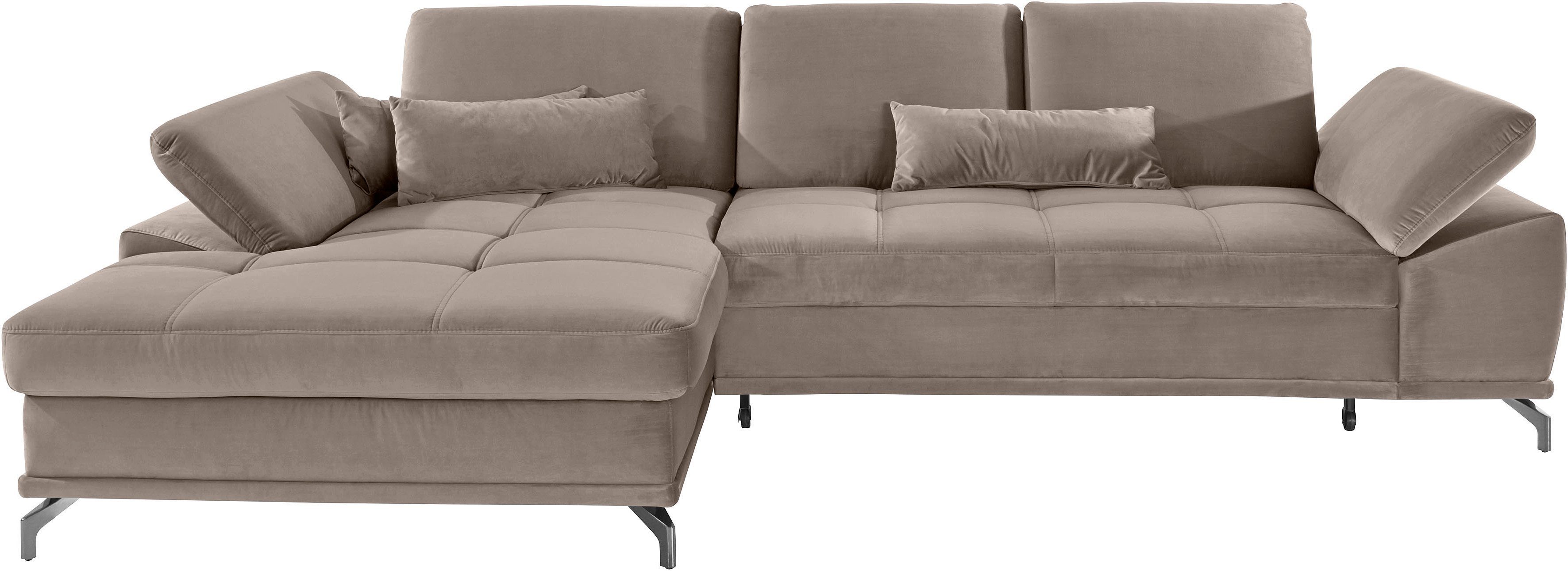 OTTO home Ecksofa Costello L-Form, B: 301cm, Sitztiefen & Armteilverstellung, Federkern, 3 Nierenkissen, optional Schlaffunktion & Bettkasten