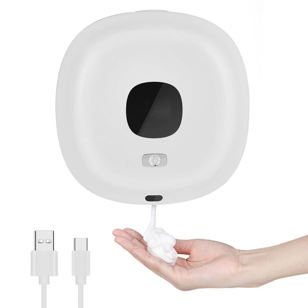 GelldG Seifenspender Bohren Seifenspender Aufladung, Wandbefestigung Automatischer USB Weiß ohne