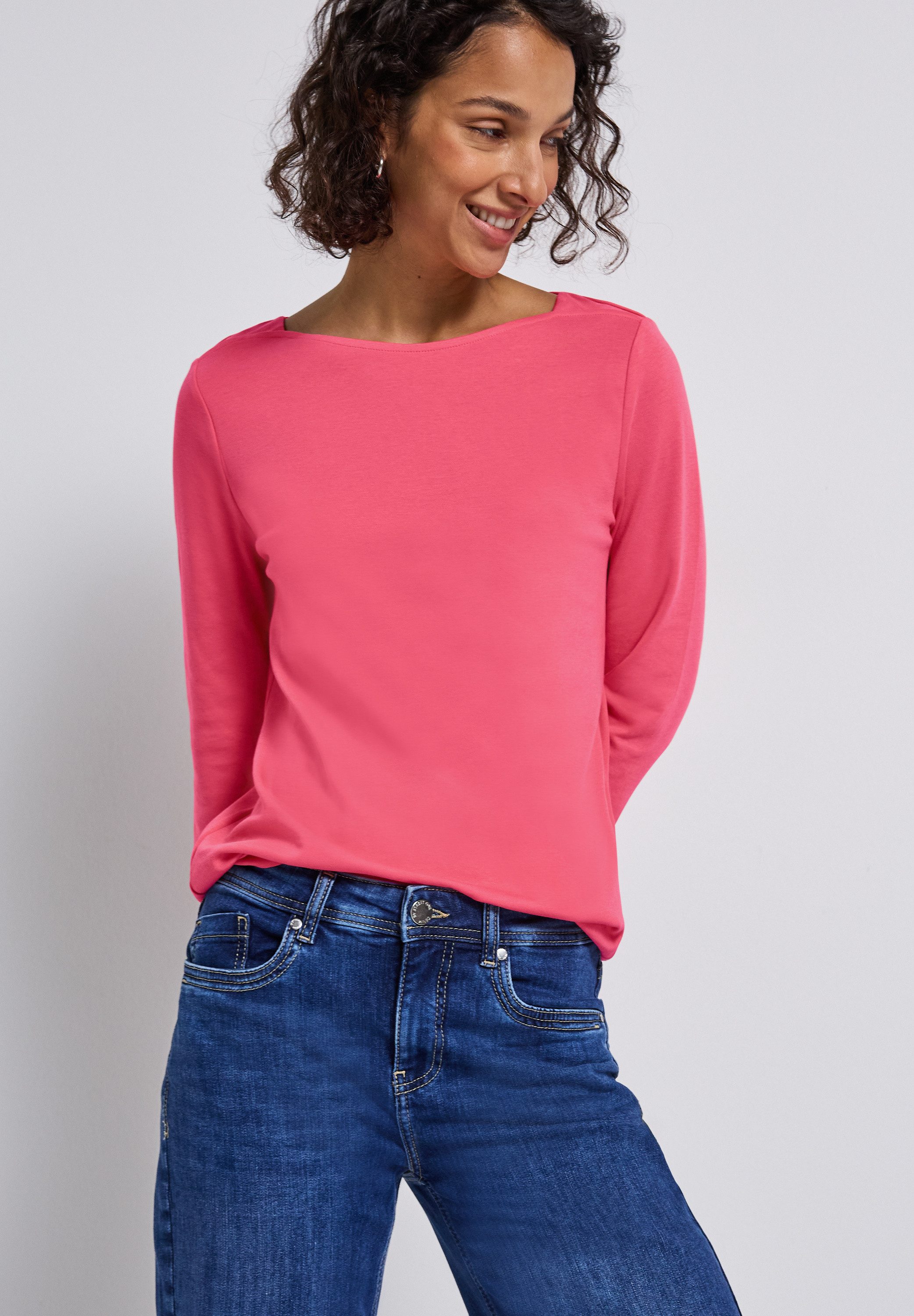 STREET ONE 3/4-Arm-Shirt U-Boot-Ausschnitt und 3/4-Ärmel günstig online kaufen