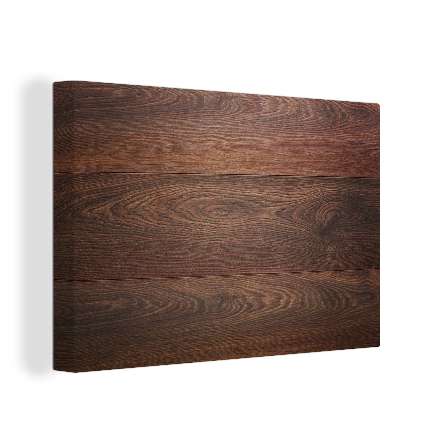OneMillionCanvasses® Leinwandbild Glatte dunkelbraune Holztextur, (1 St), Wandbild Leinwandbilder, Aufhängefertig, Wanddeko, 30x20 cm