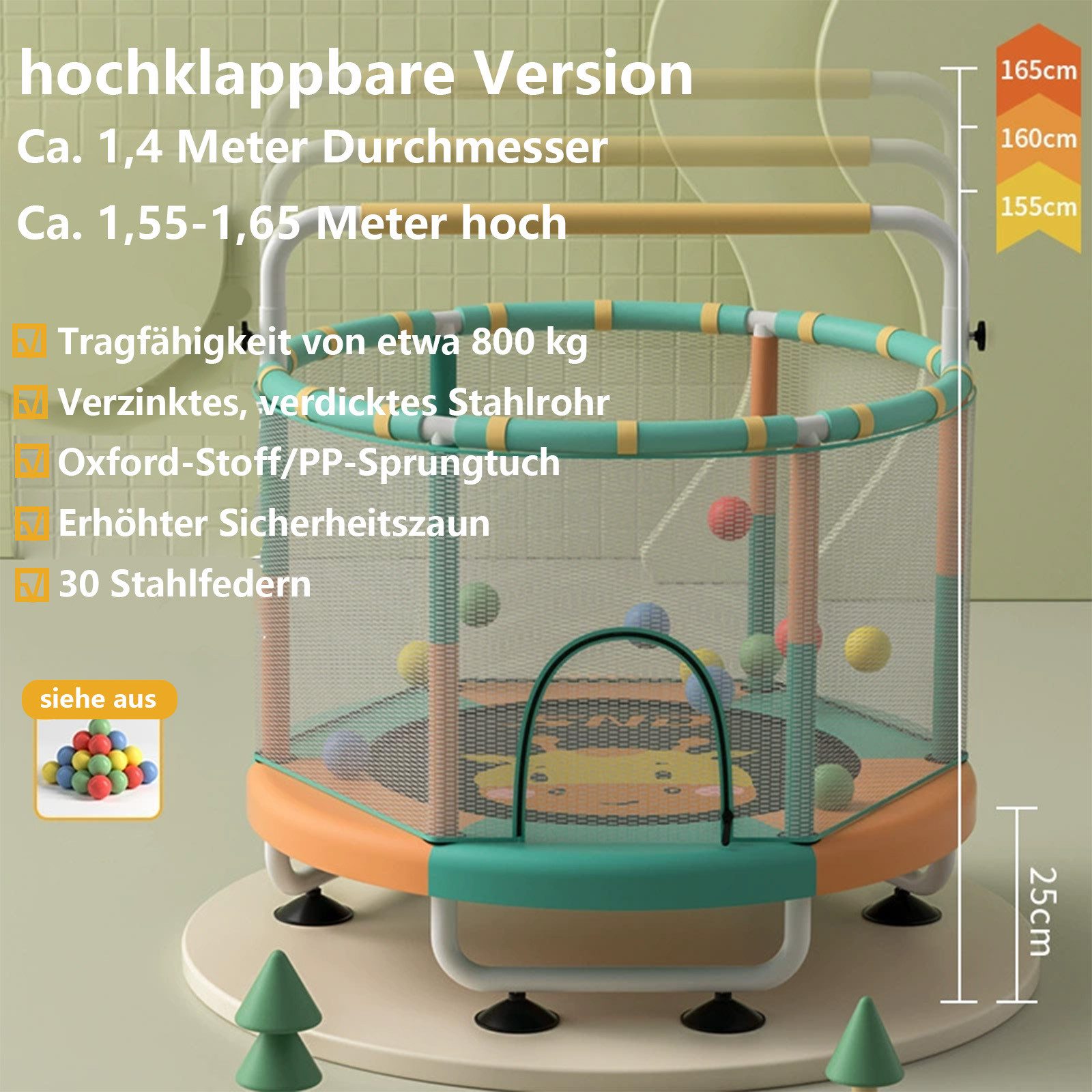Jumpeak Kindertrampolin Kindertrampolin, Indoor-Trampolin für zu Hause, Kin günstig online kaufen