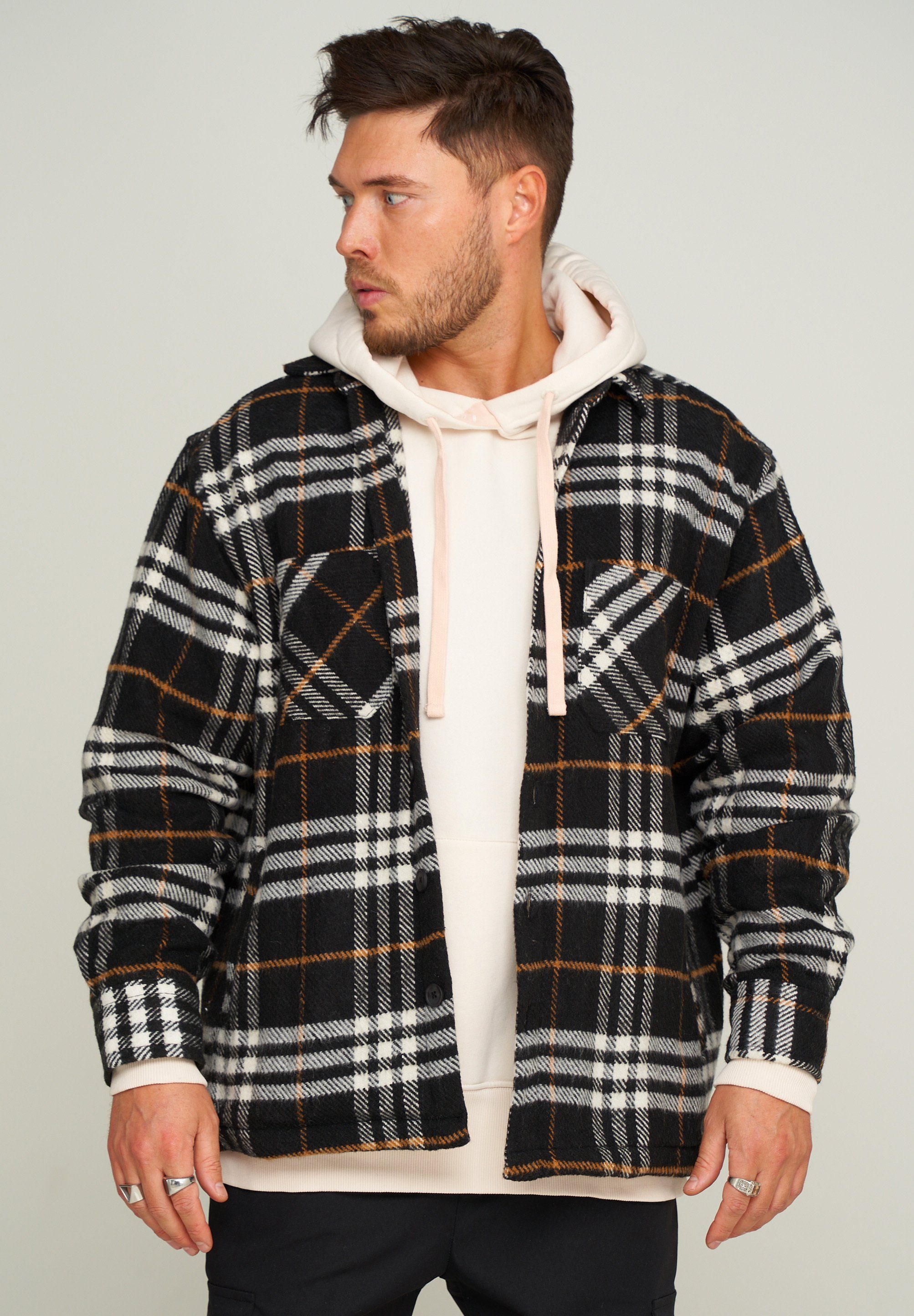 2Y Premium Flanellhemd 2YOTTAWA Oversized Flanell Black-White