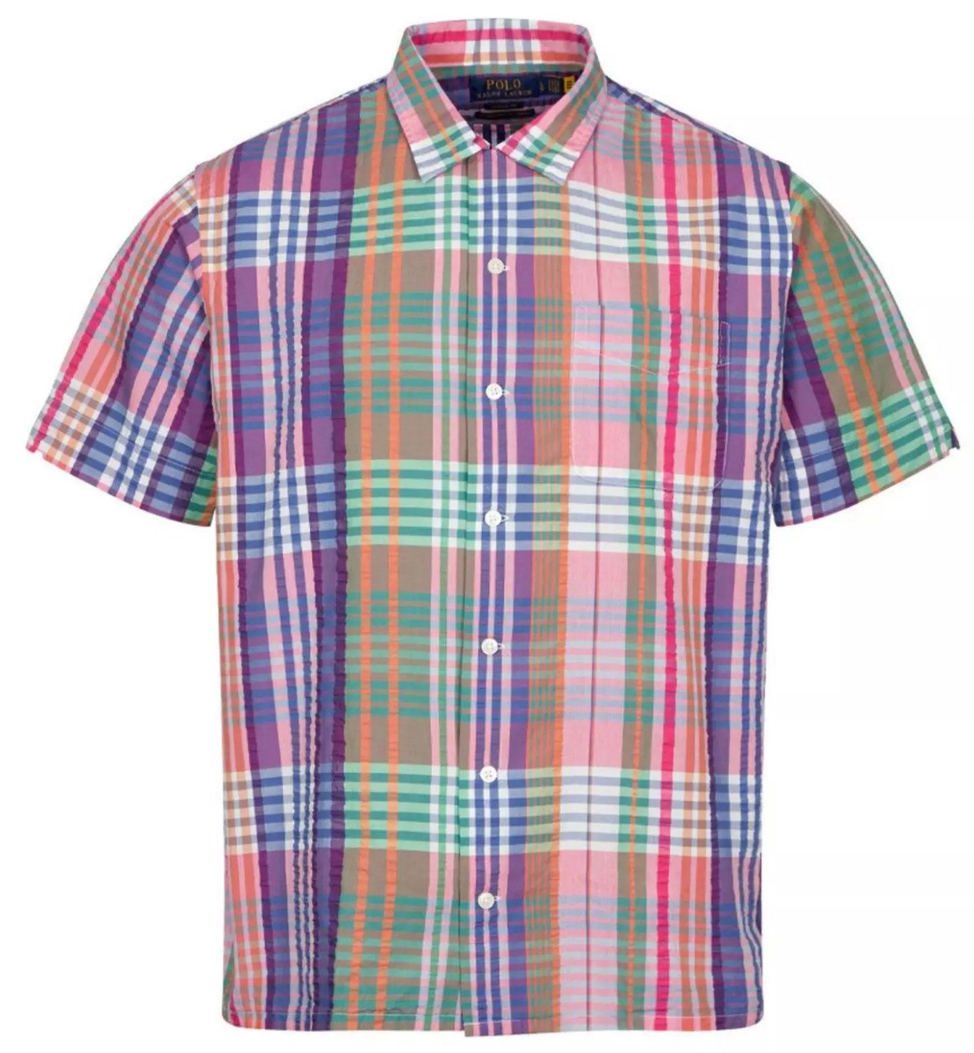 Polo Ralph Lauren Kurzarmhemd Karohemd Clady Seersucker Camp Shirt Klassisches im Classic Fit aus leichtem, atmungsaktivem Baumwoll-Seersucker gefertigt